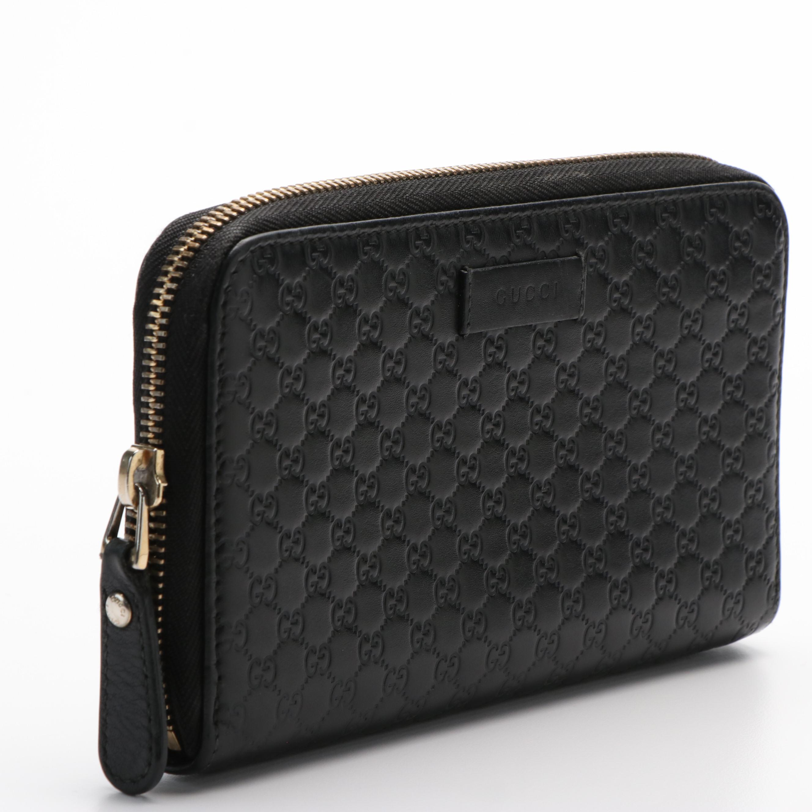 Gucci ZipAround Wallet in Micro Guccissima Black Leather EBTH