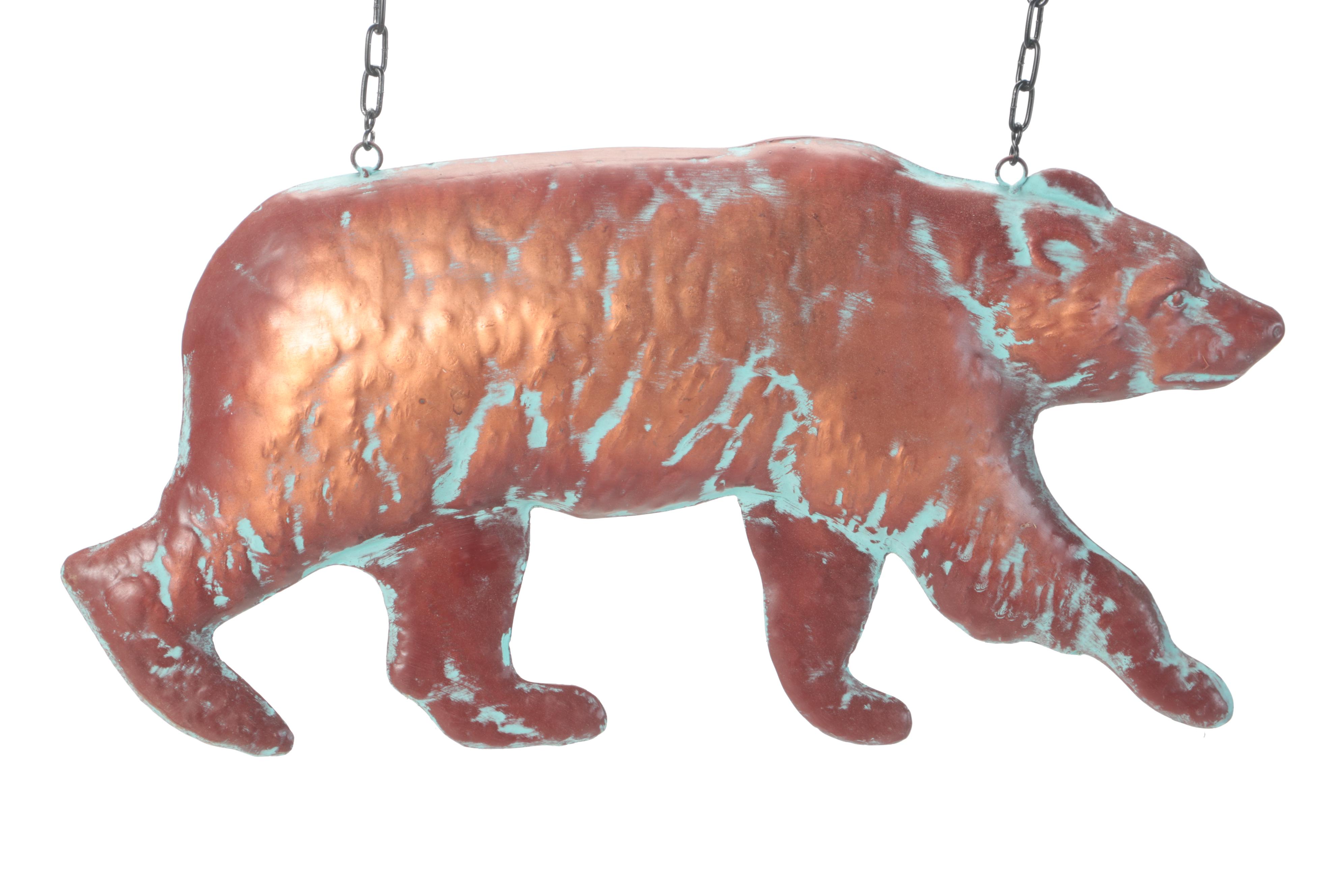 Patinated Copper Bear Wall-Mount Decor