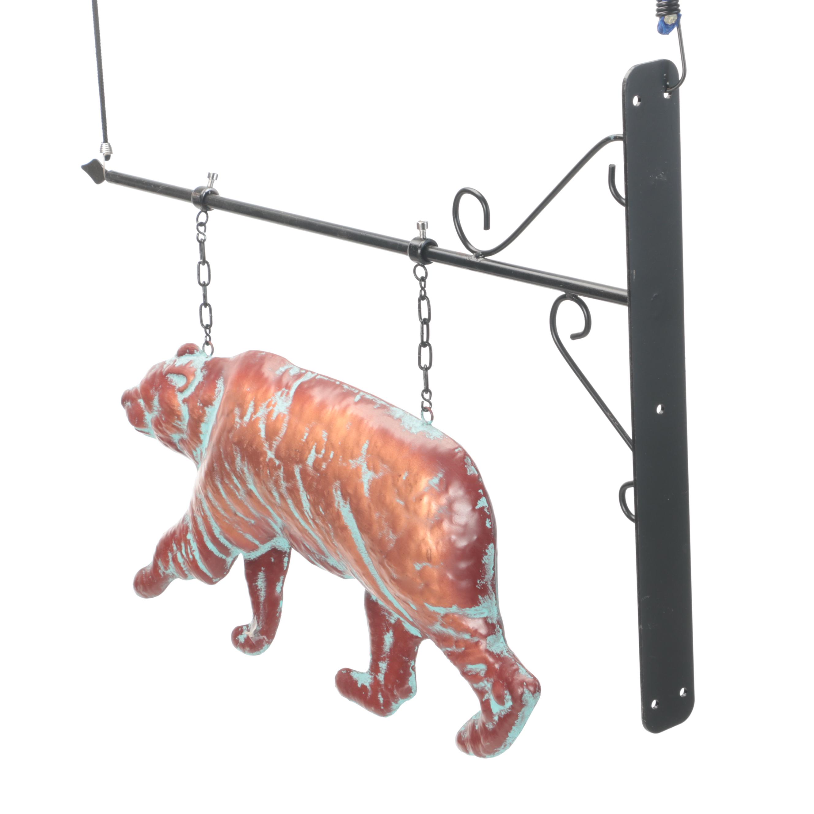 Patinated Copper Bear Wall-Mount Decor