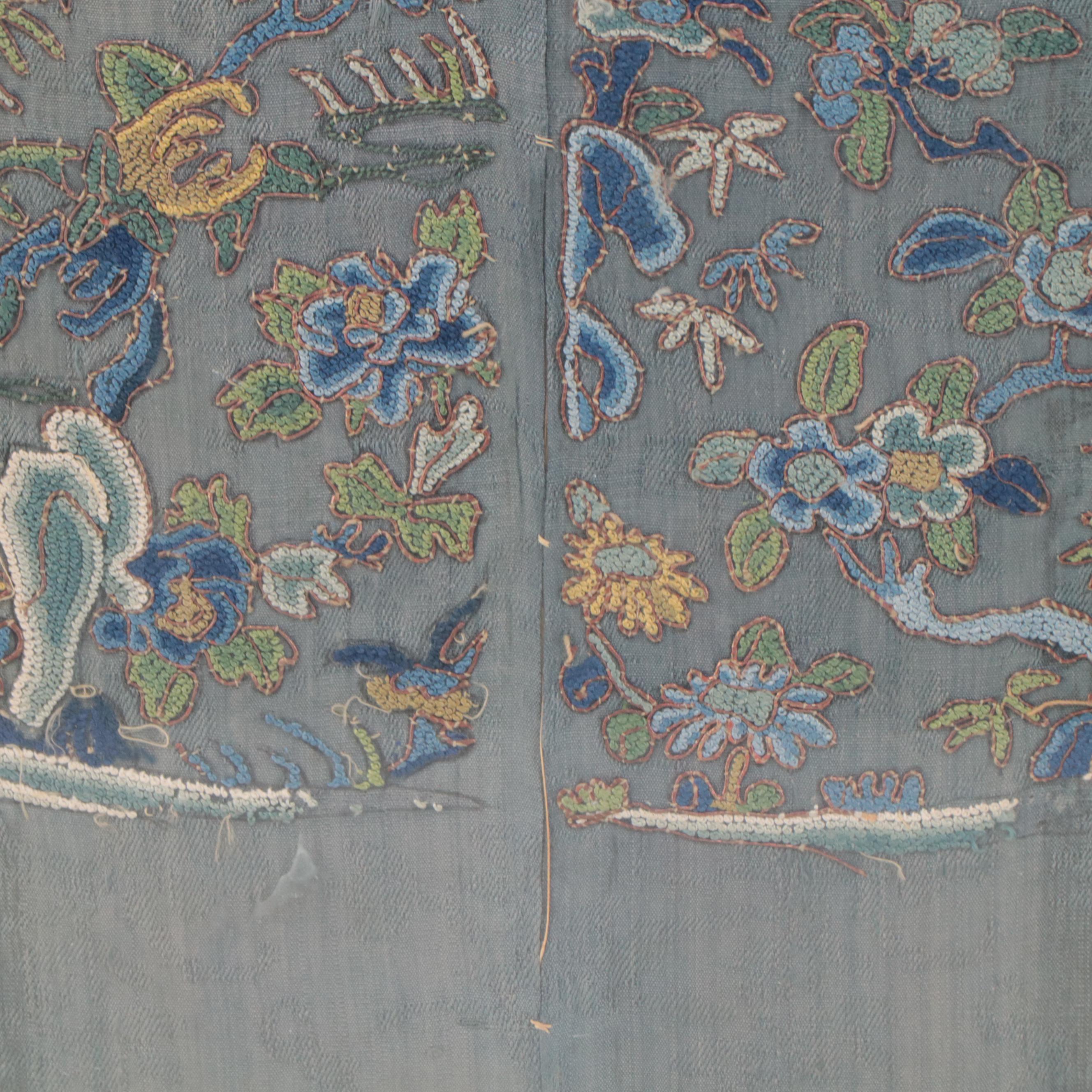 Antique Fragments of Chinese Embroidered Silk, Late 19th to Early 20th Century