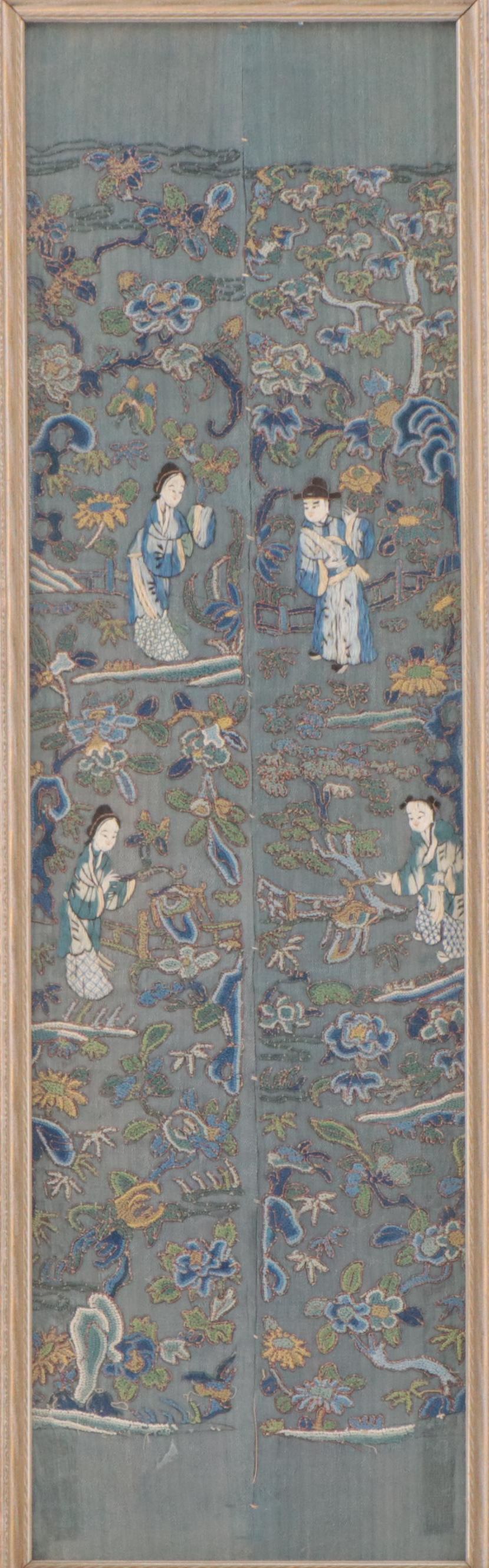 Antique Fragments of Chinese Embroidered Silk, Late 19th to Early 20th Century