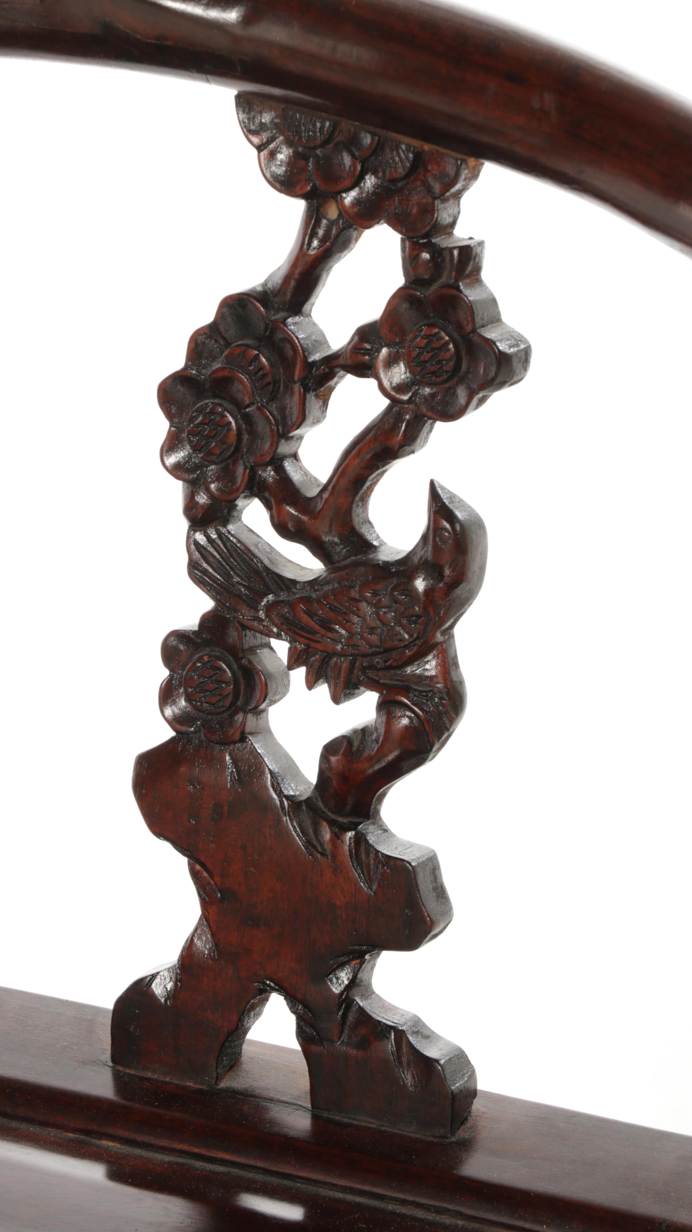 Chinese Carved Rosewood Corner Chair, Mid-20th Century