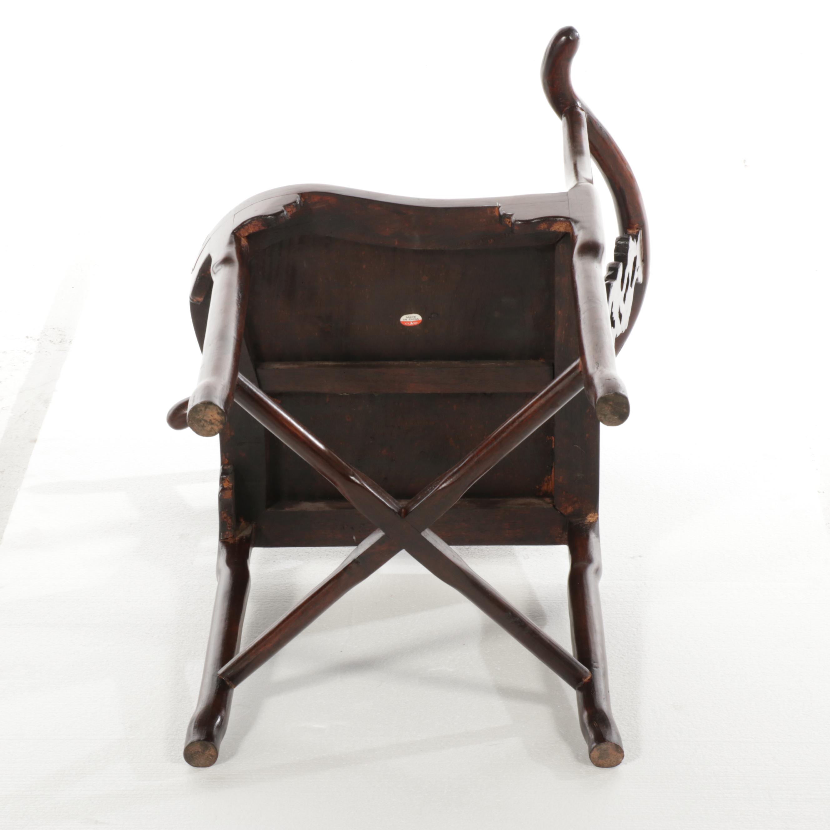 Chinese Carved Rosewood Corner Chair, Mid-20th Century