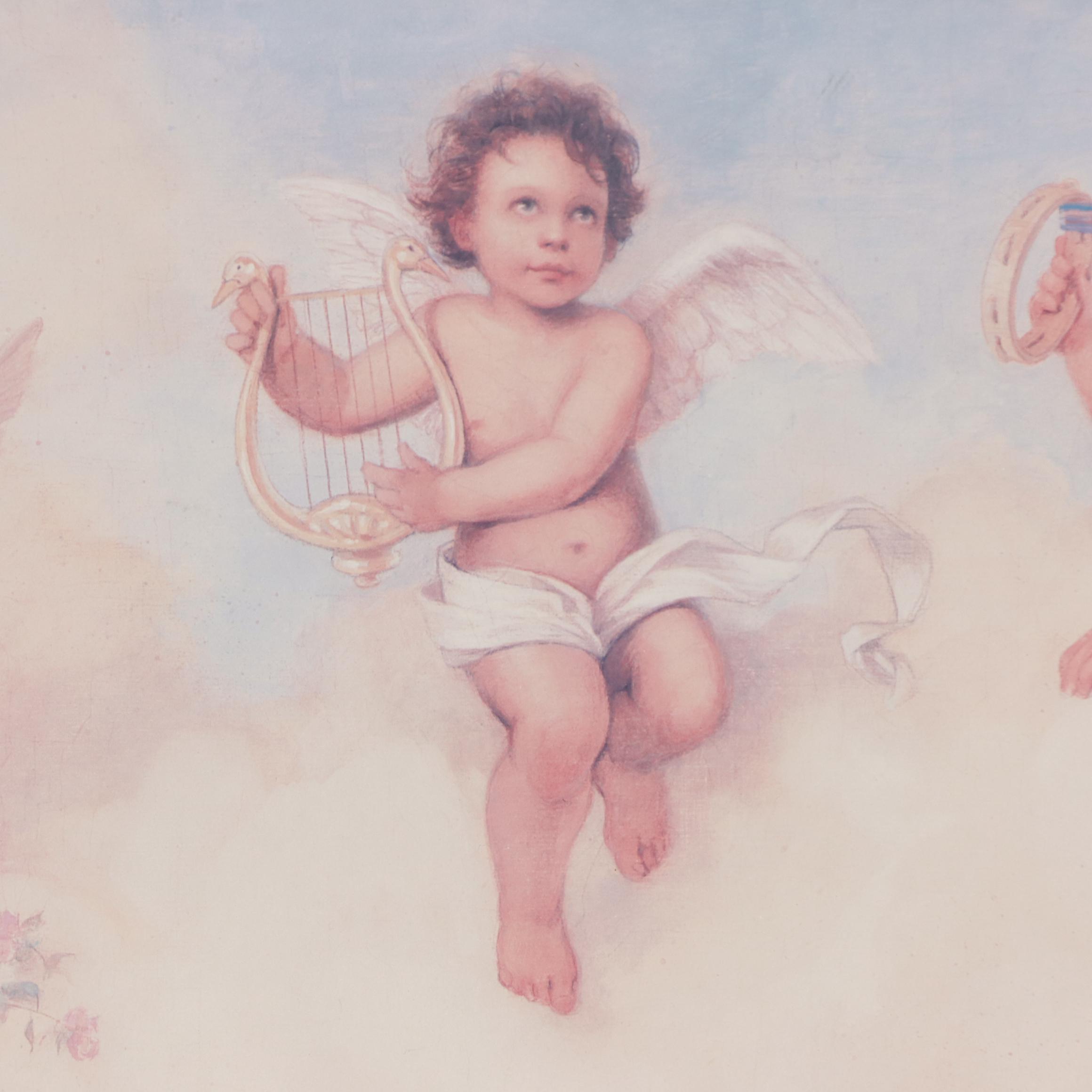 Offset Lithograph of Cherubs in the Clouds EBTH
