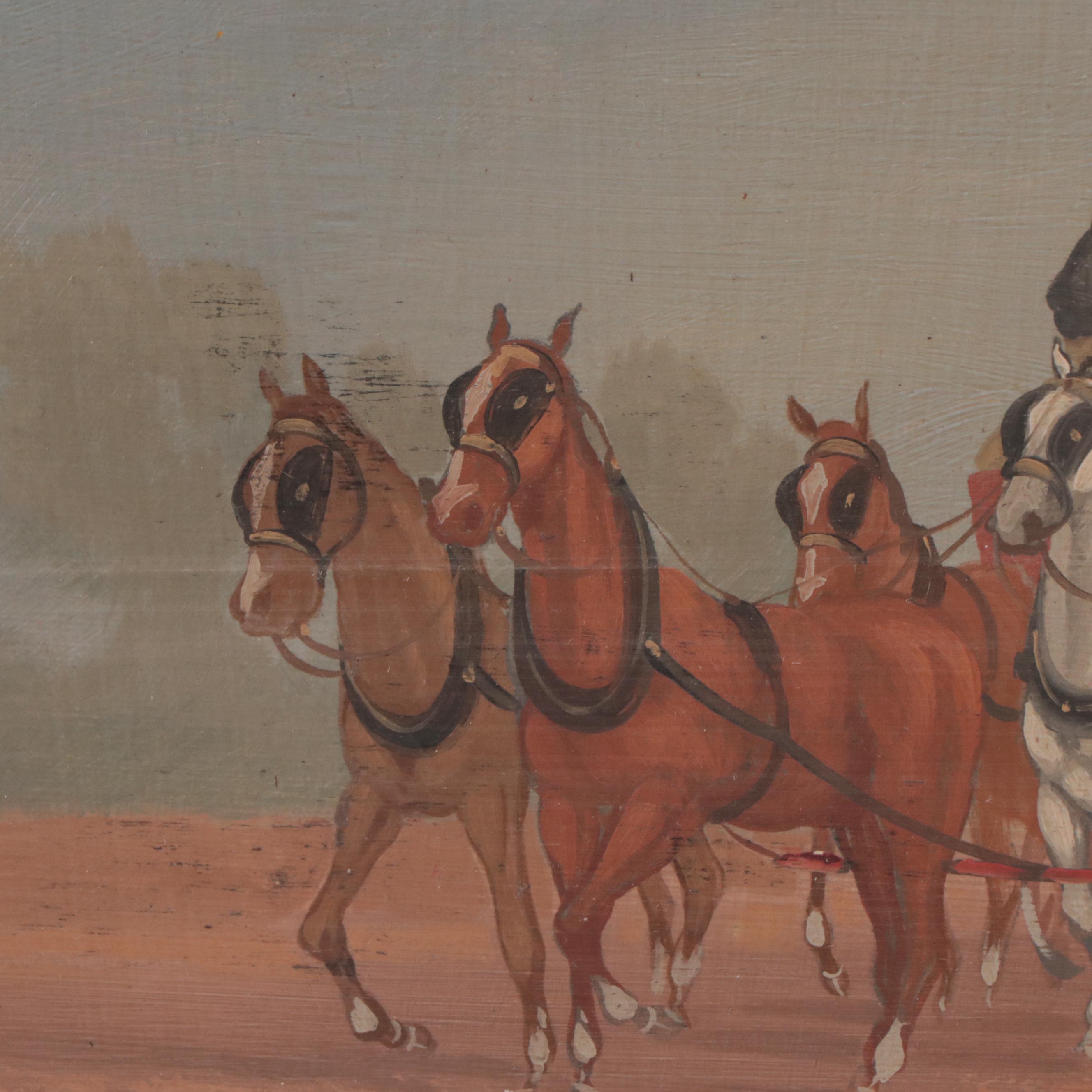 William Rowland Oil Painting of English Inn and Coach