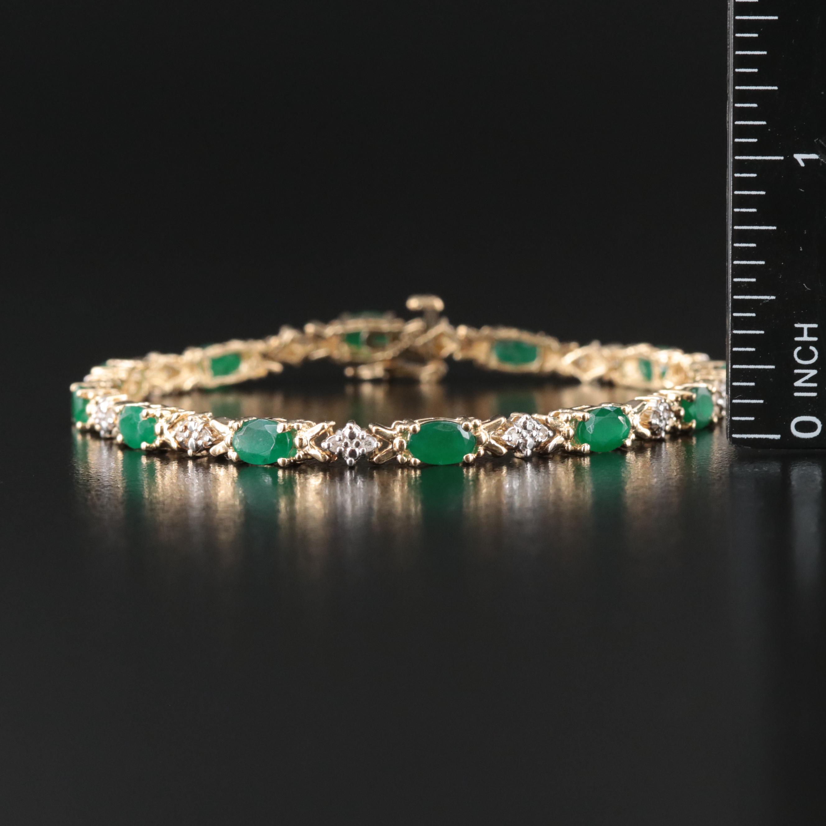 14K Emerald and Diamond Bracelet