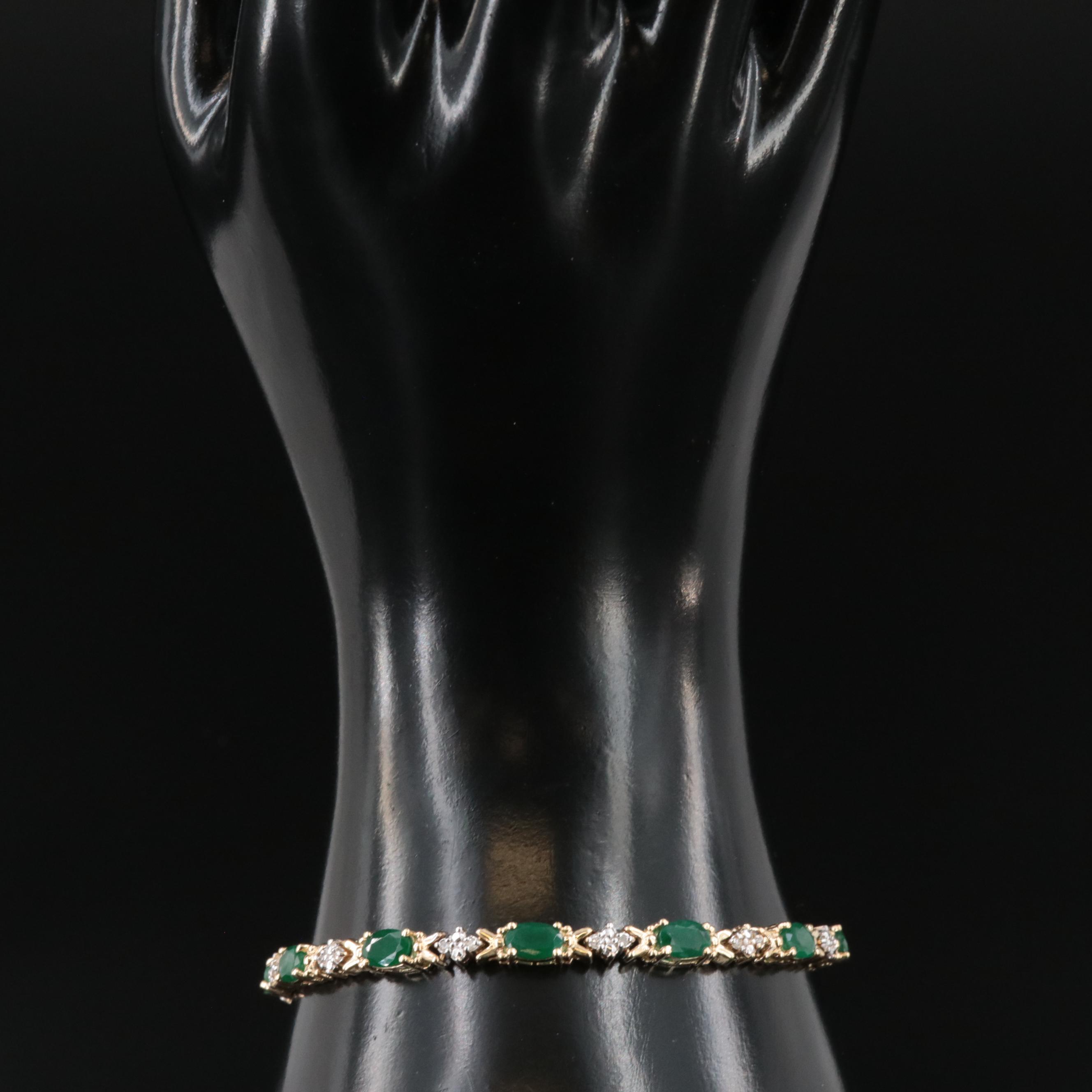 14K Emerald and Diamond Bracelet