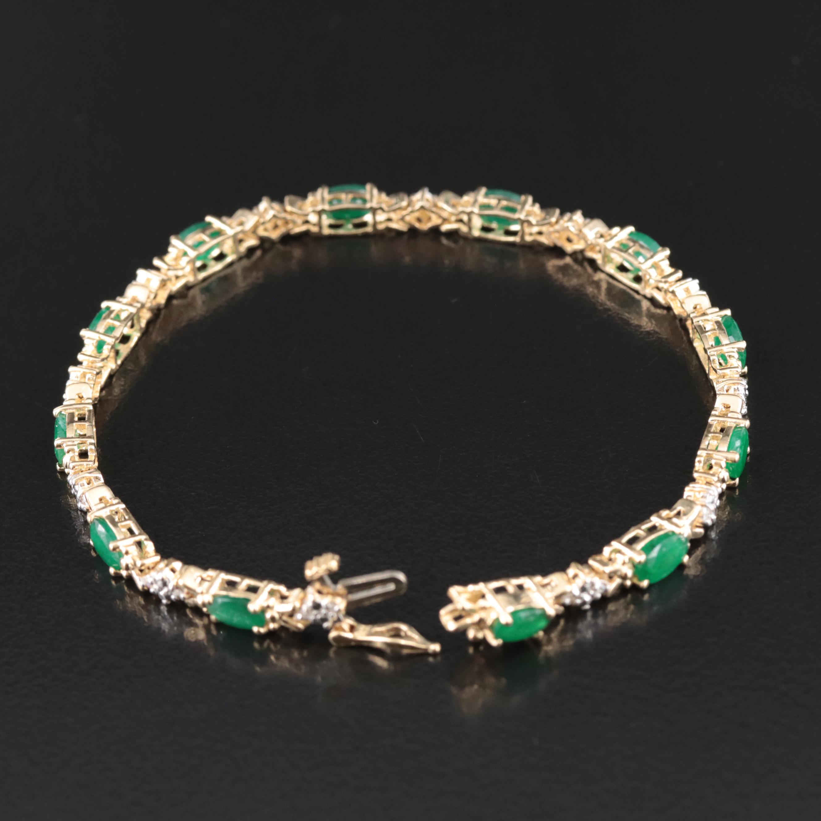 14K Emerald and Diamond Bracelet