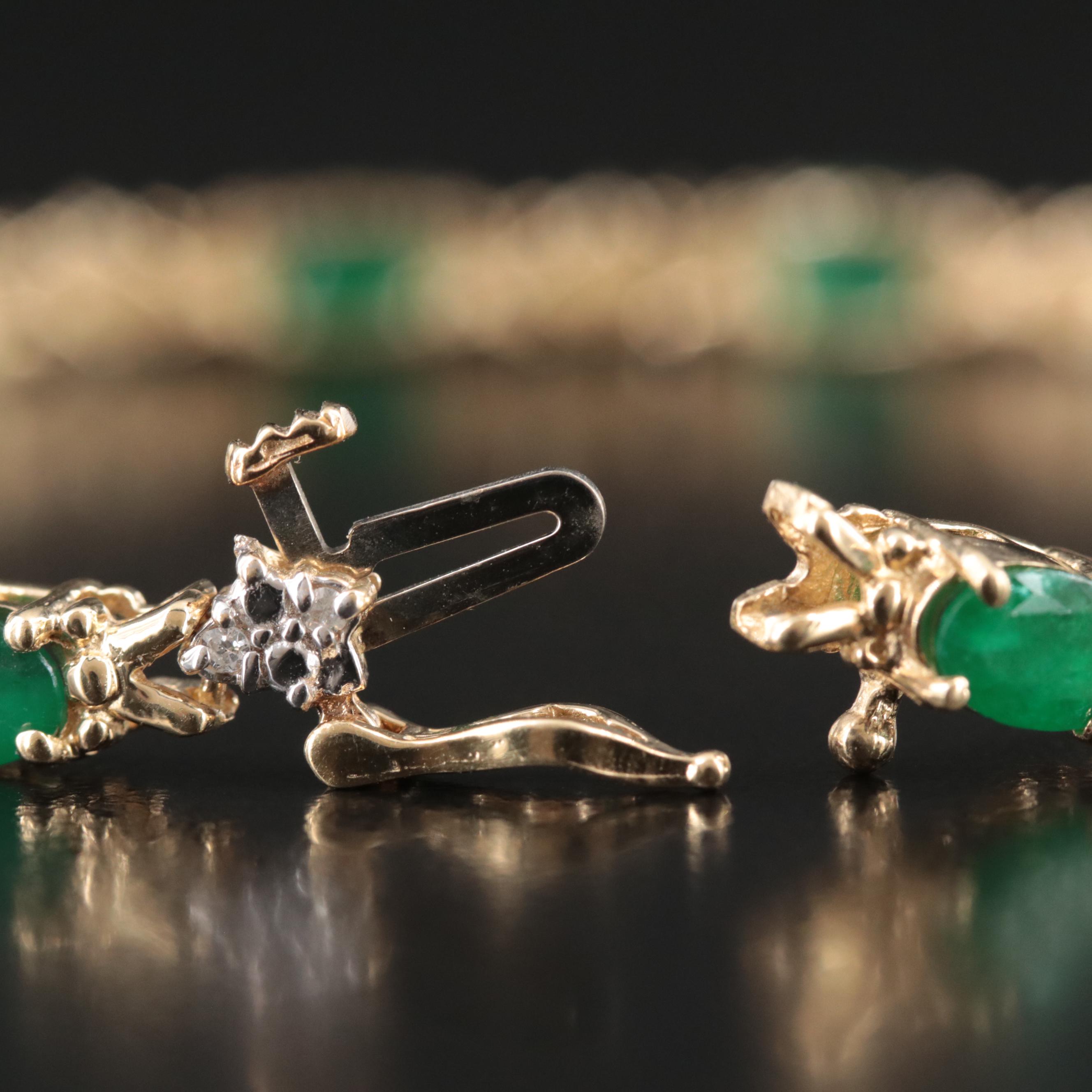 14K Emerald and Diamond Bracelet