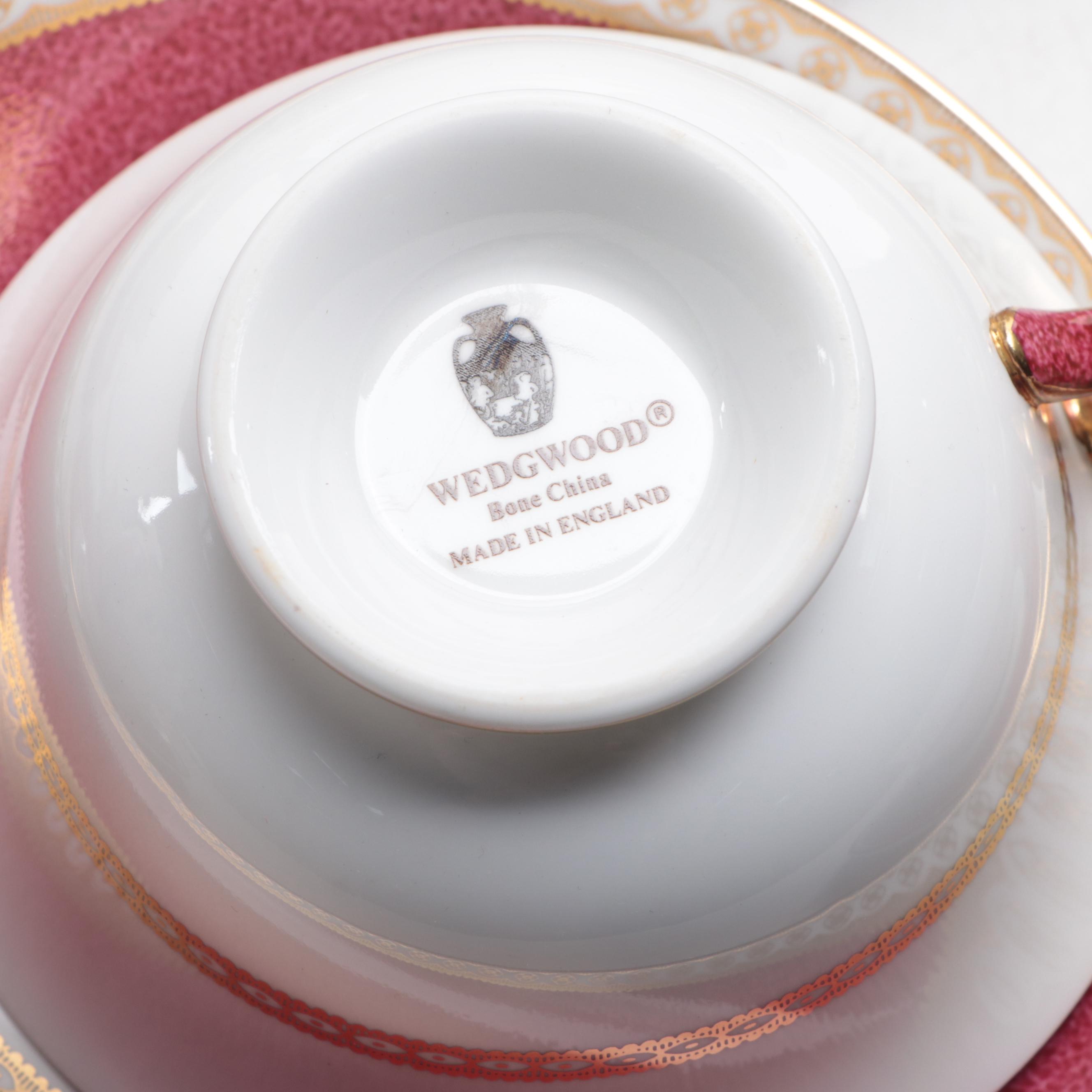 Wedgwood "Ulander Powder Ruby" Bone China Dinner Plates and More