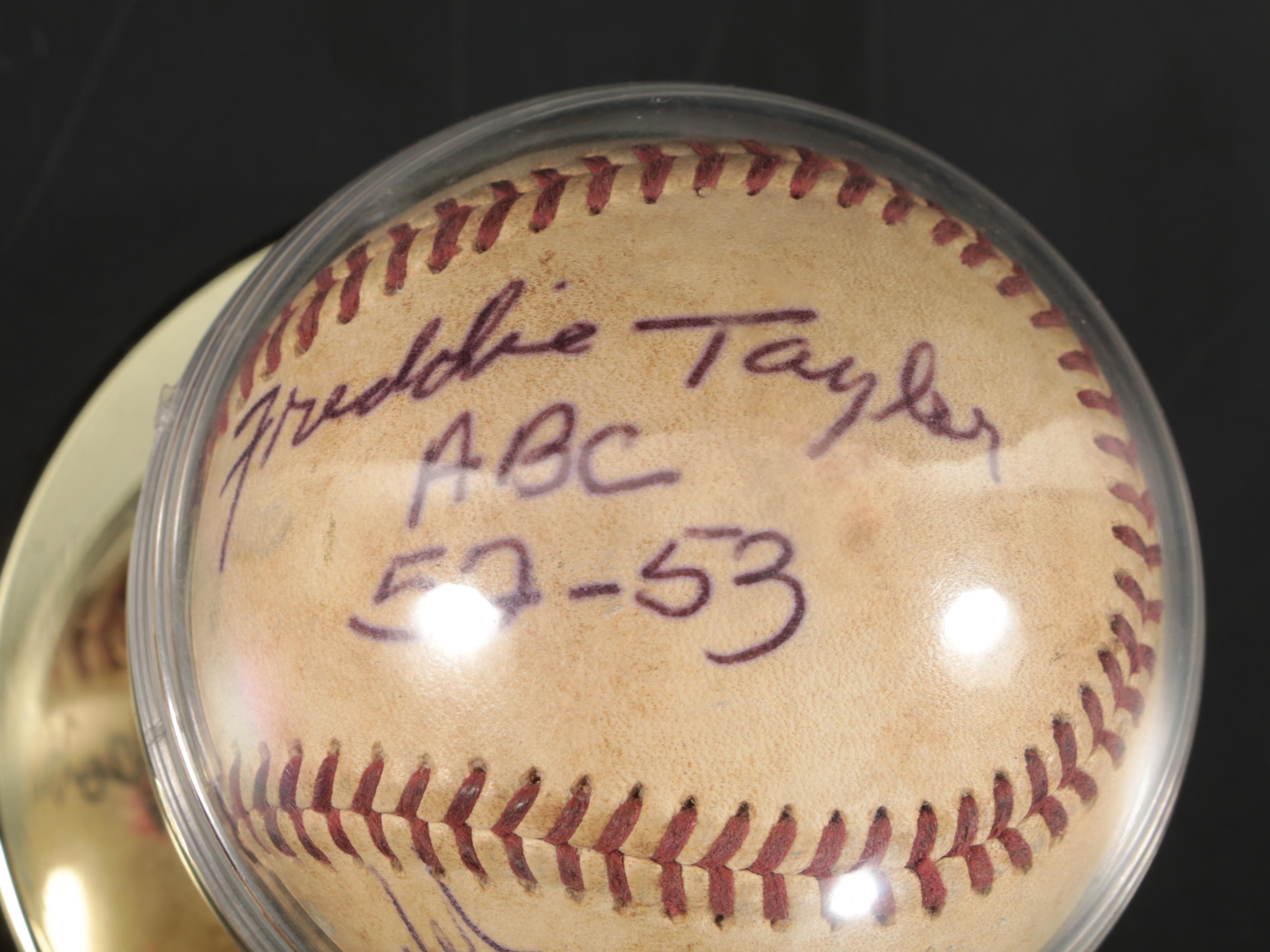 Negro League Posters with Signed Baseball Featuring Carl Long and More