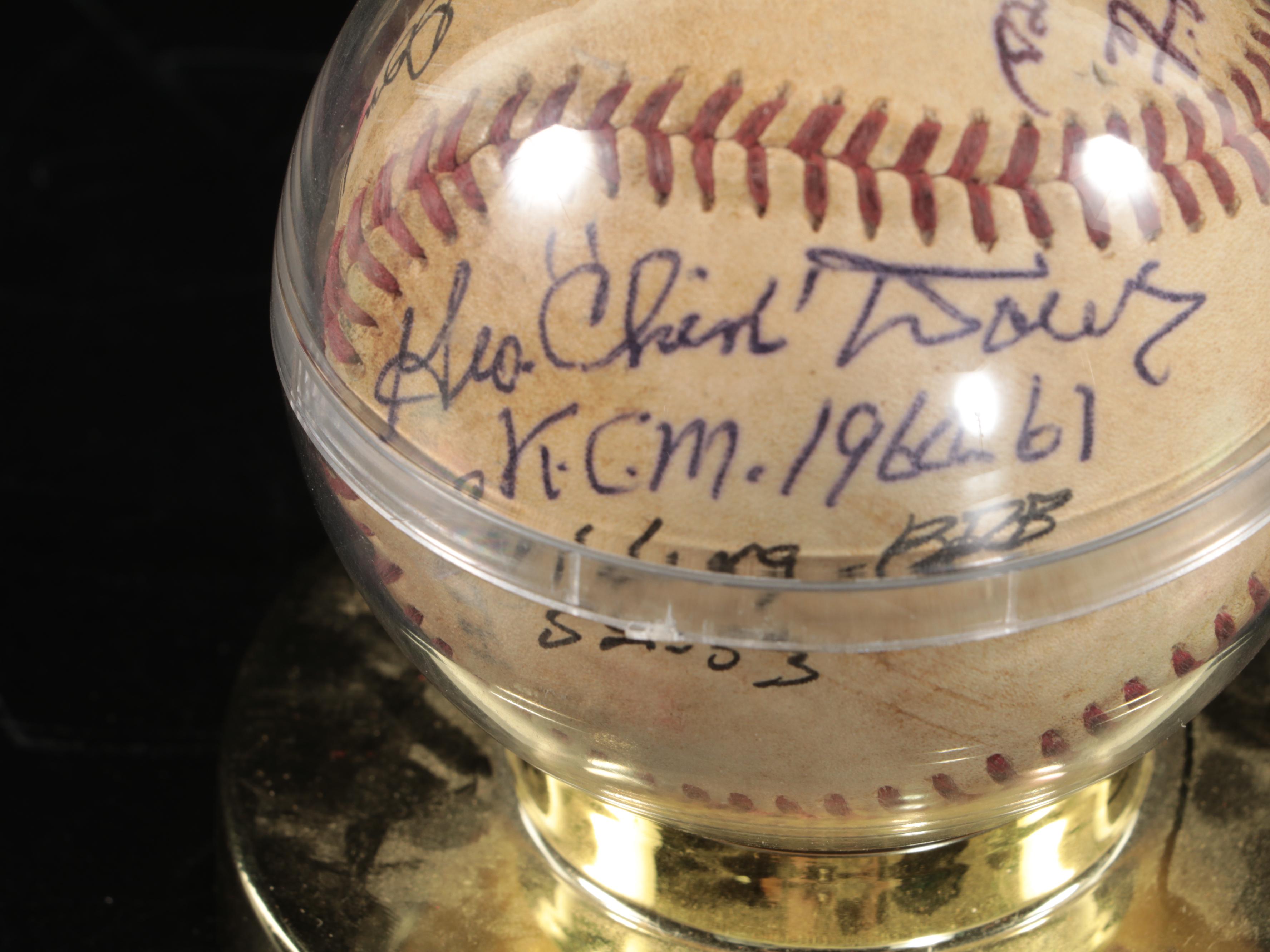 Negro League Posters with Signed Baseball Featuring Carl Long and More