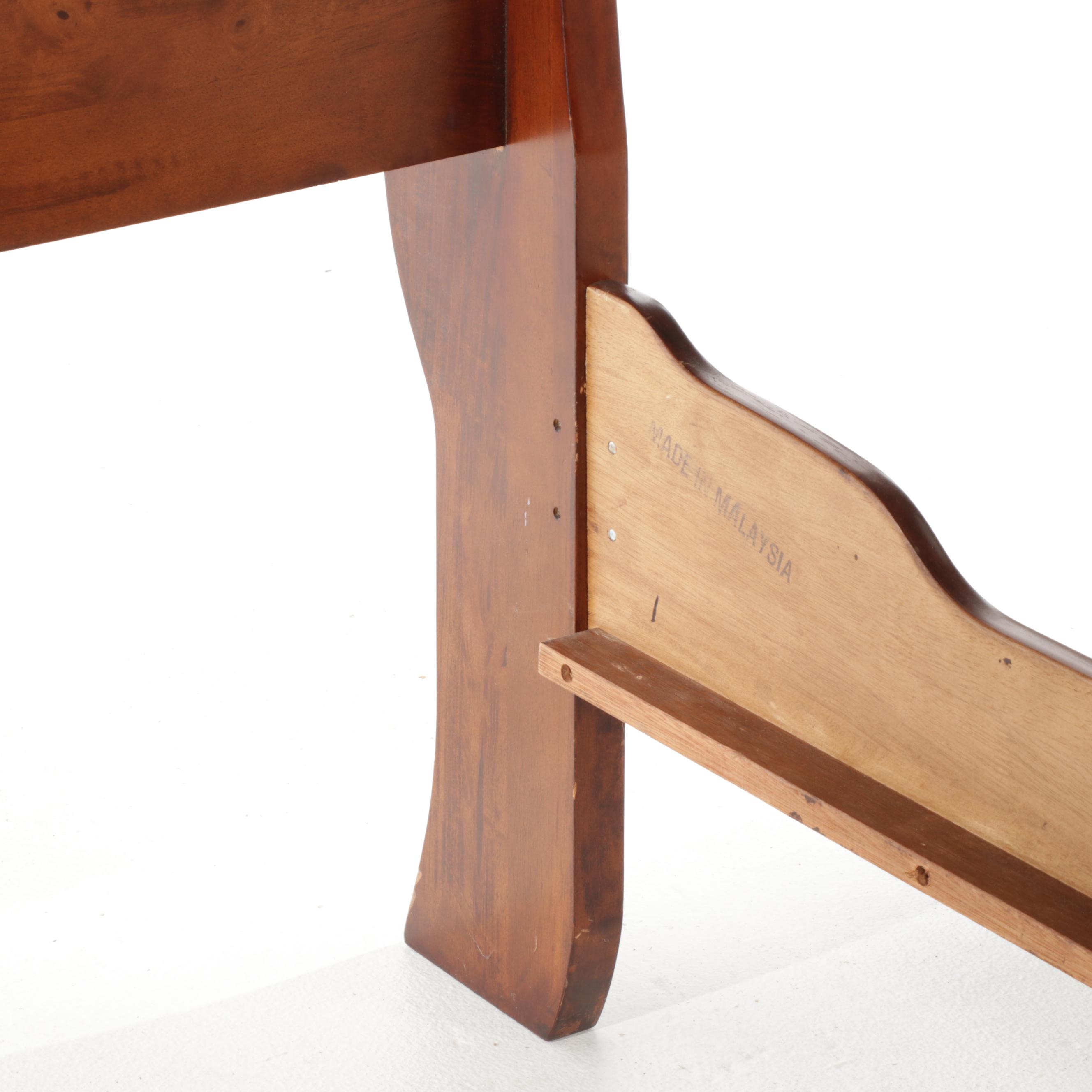 Contemporary Cherry Finish Queen Size Sleigh Bed