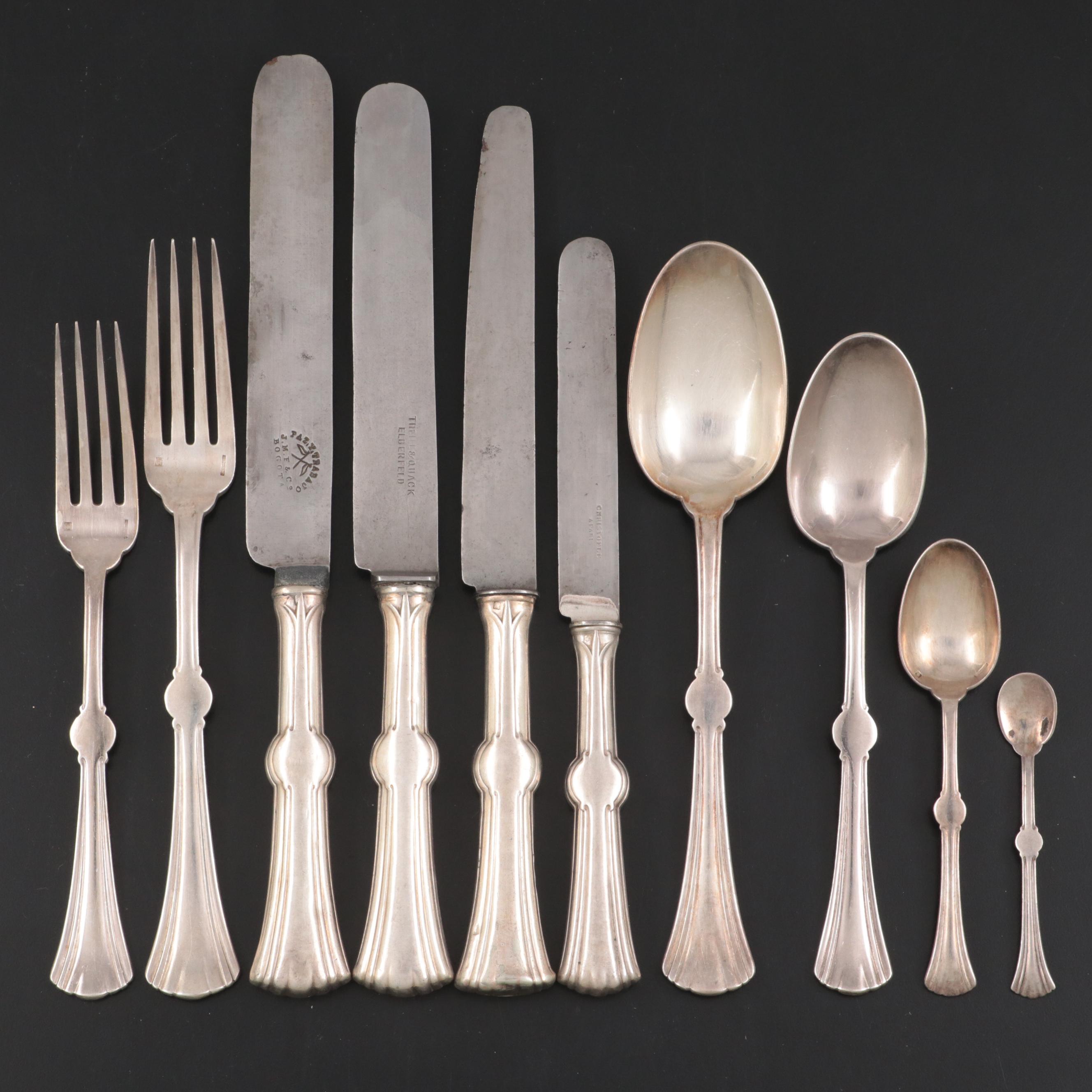 Christofle French and Other Silver Plate Flatware in Wooden Storage Chest