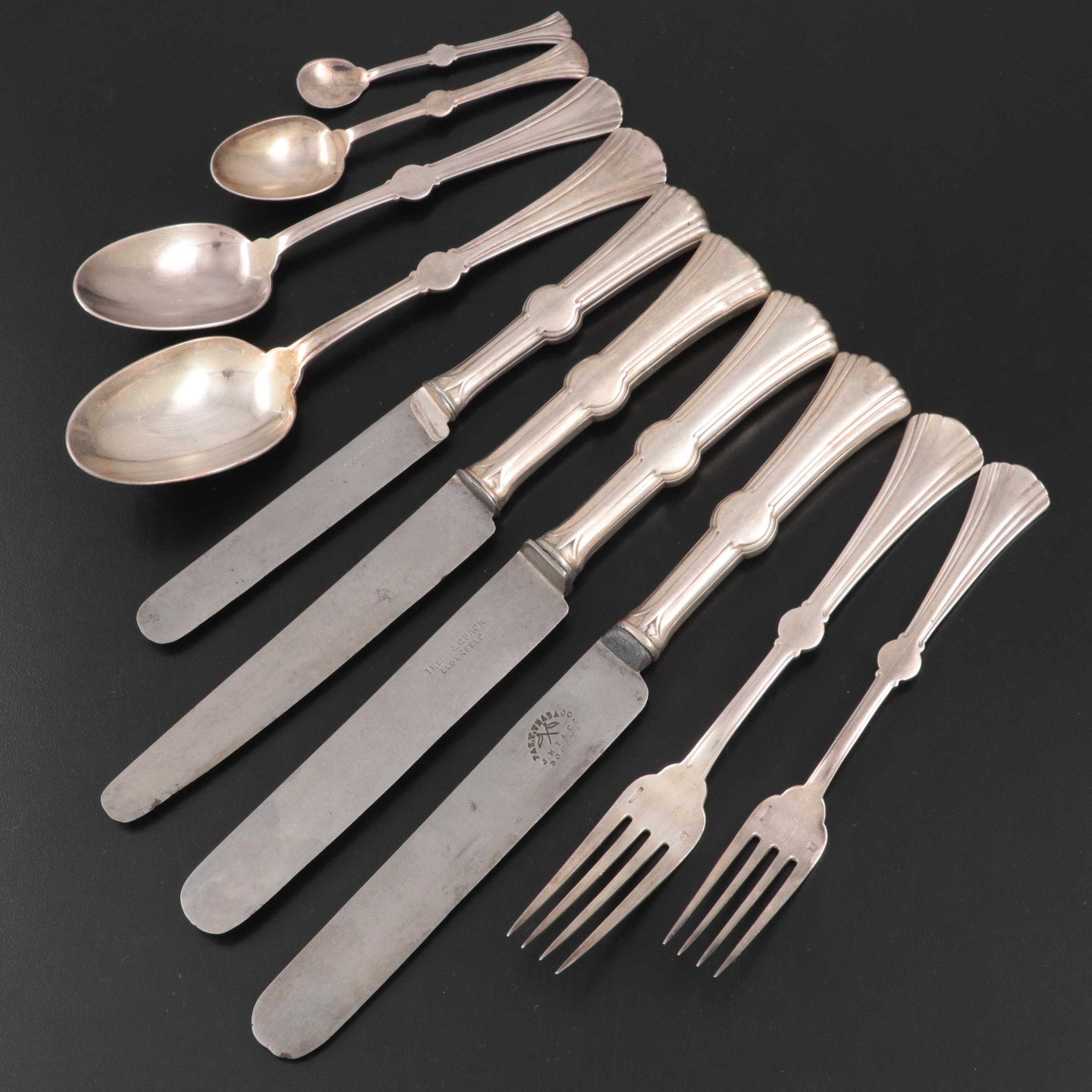 Christofle French and Other Silver Plate Flatware in Wooden Storage Chest