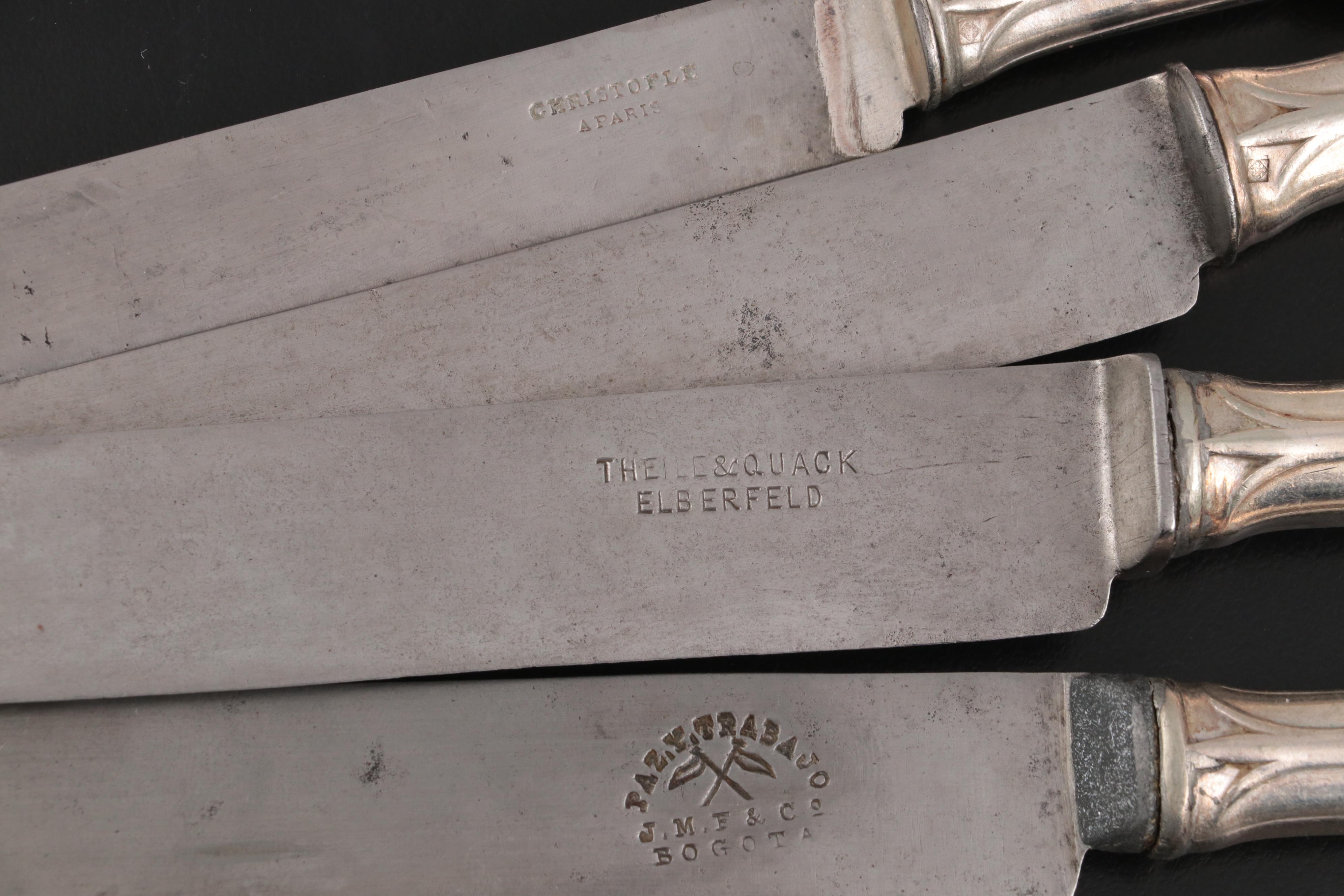 Christofle French and Other Silver Plate Flatware in Wooden Storage Chest