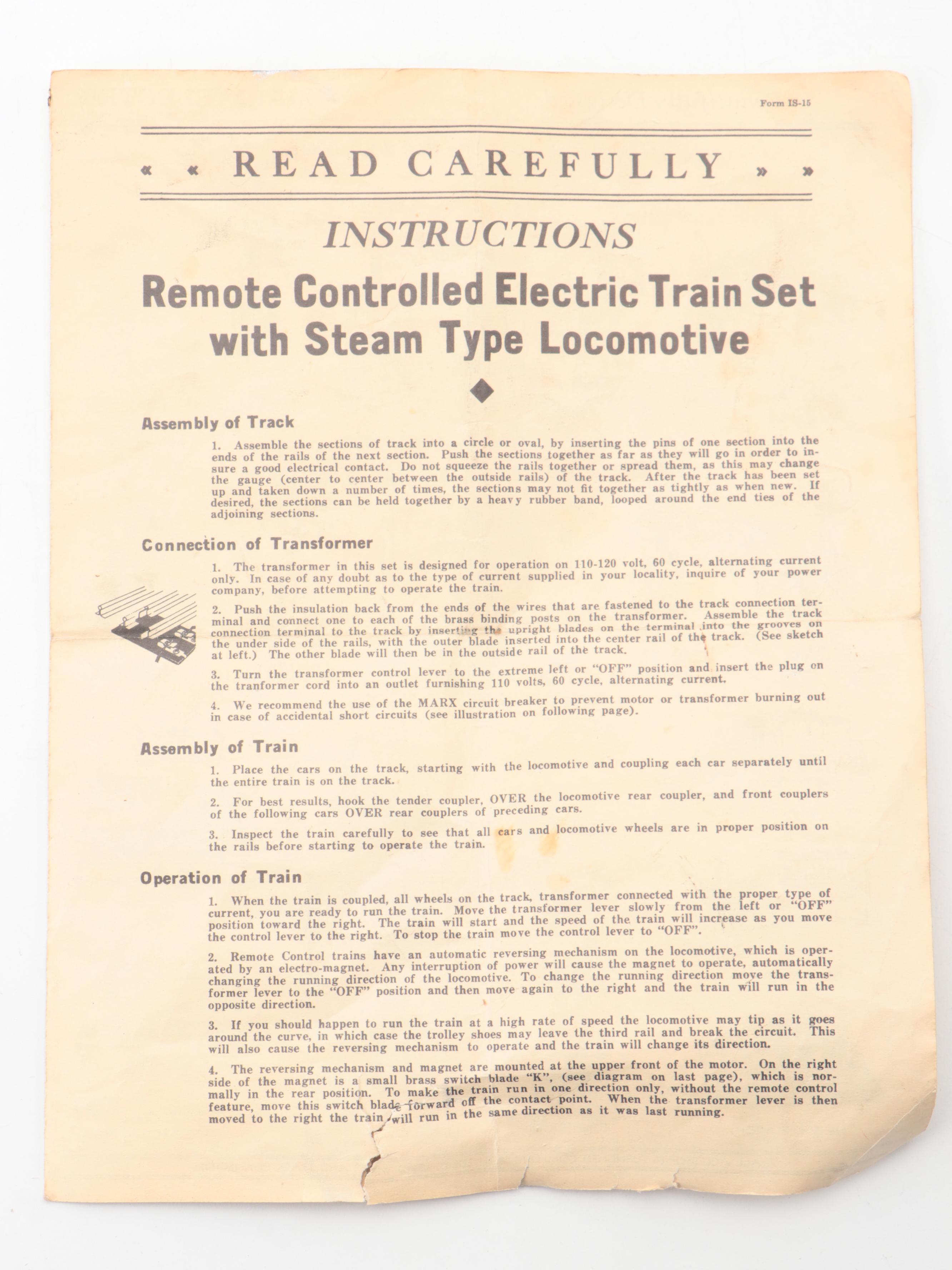 Louis Marx & Co. Tin Litho O Gauge Train with Original Box