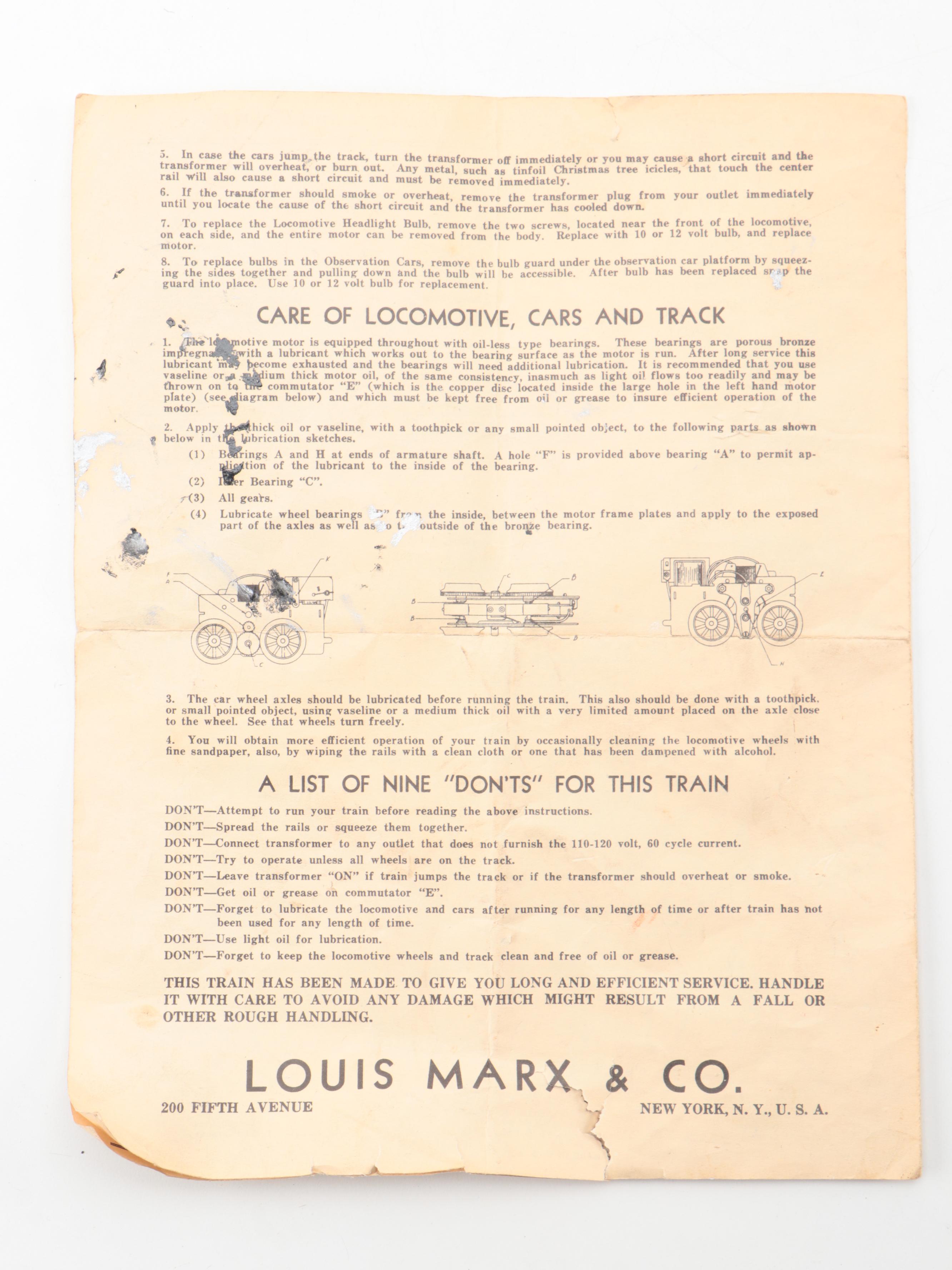 Louis Marx & Co. Tin Litho O Gauge Train with Original Box