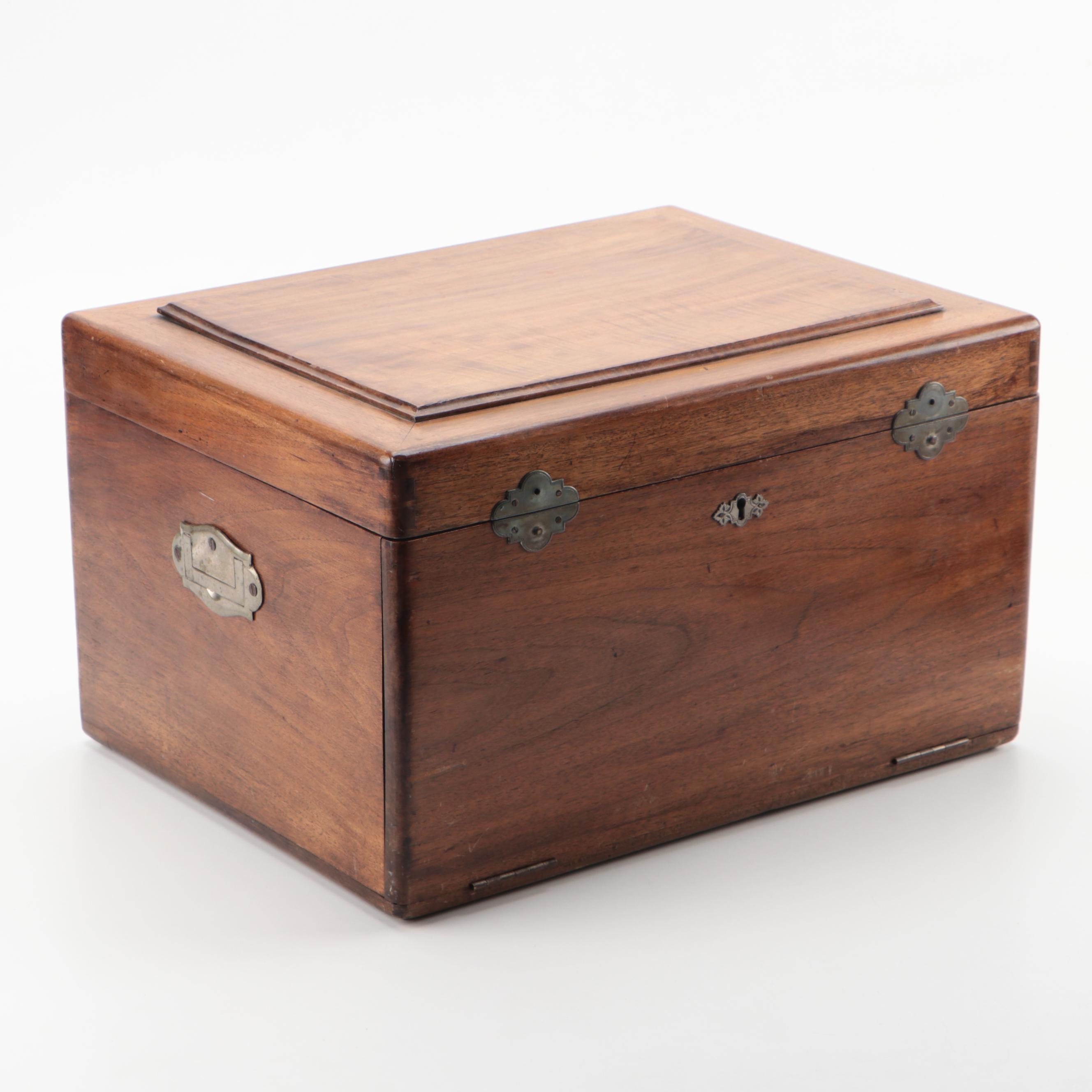 Christofle French and Other Silver Plate Flatware in Wooden Storage Chest