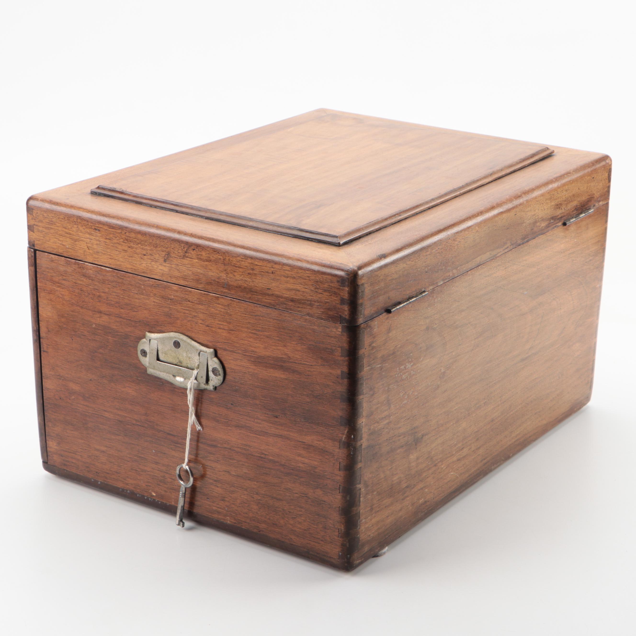 Christofle French and Other Silver Plate Flatware in Wooden Storage Chest