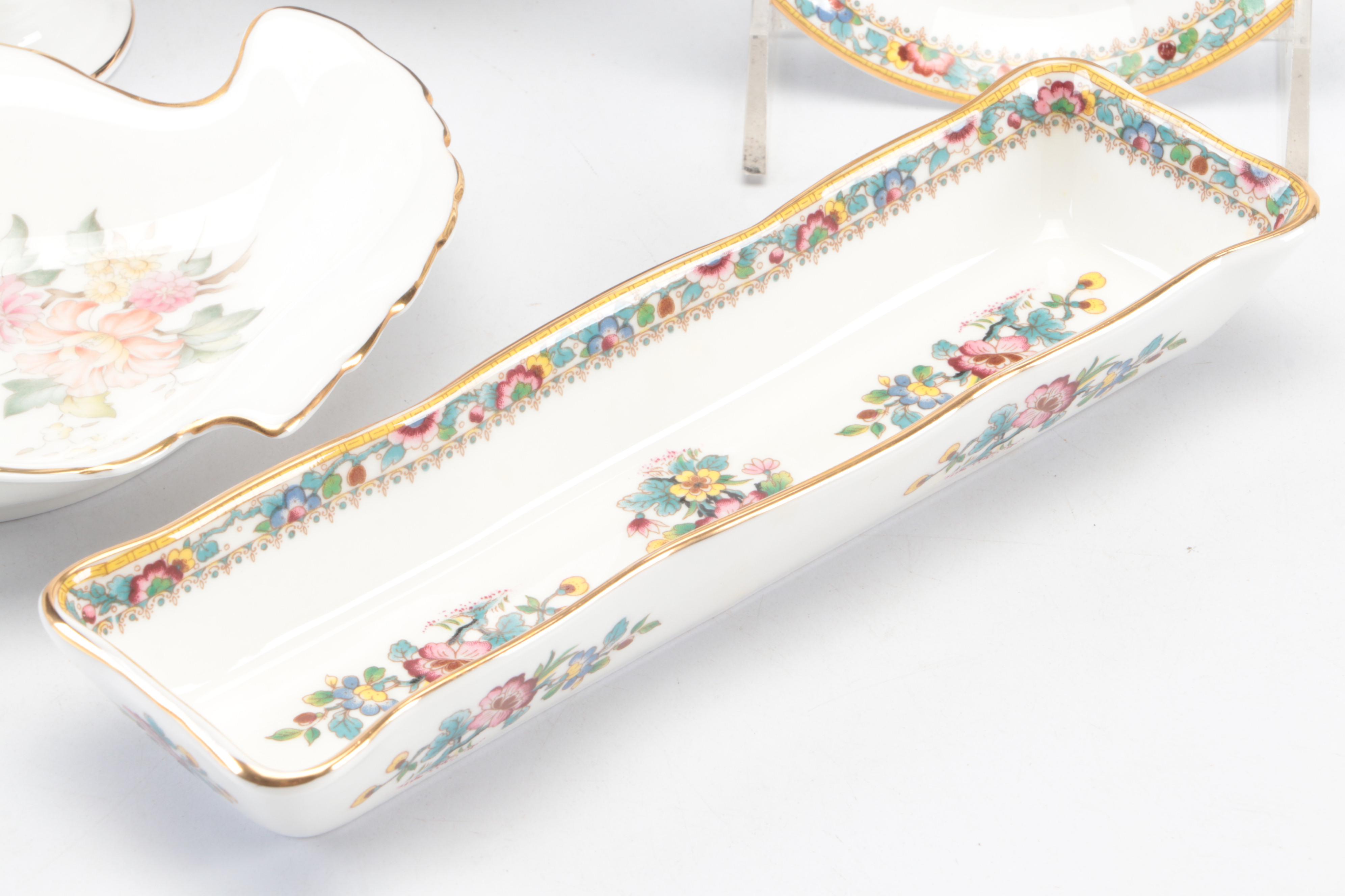 Coalport "Ming Rose" Bowl and Tray with Other Vase and Dishes