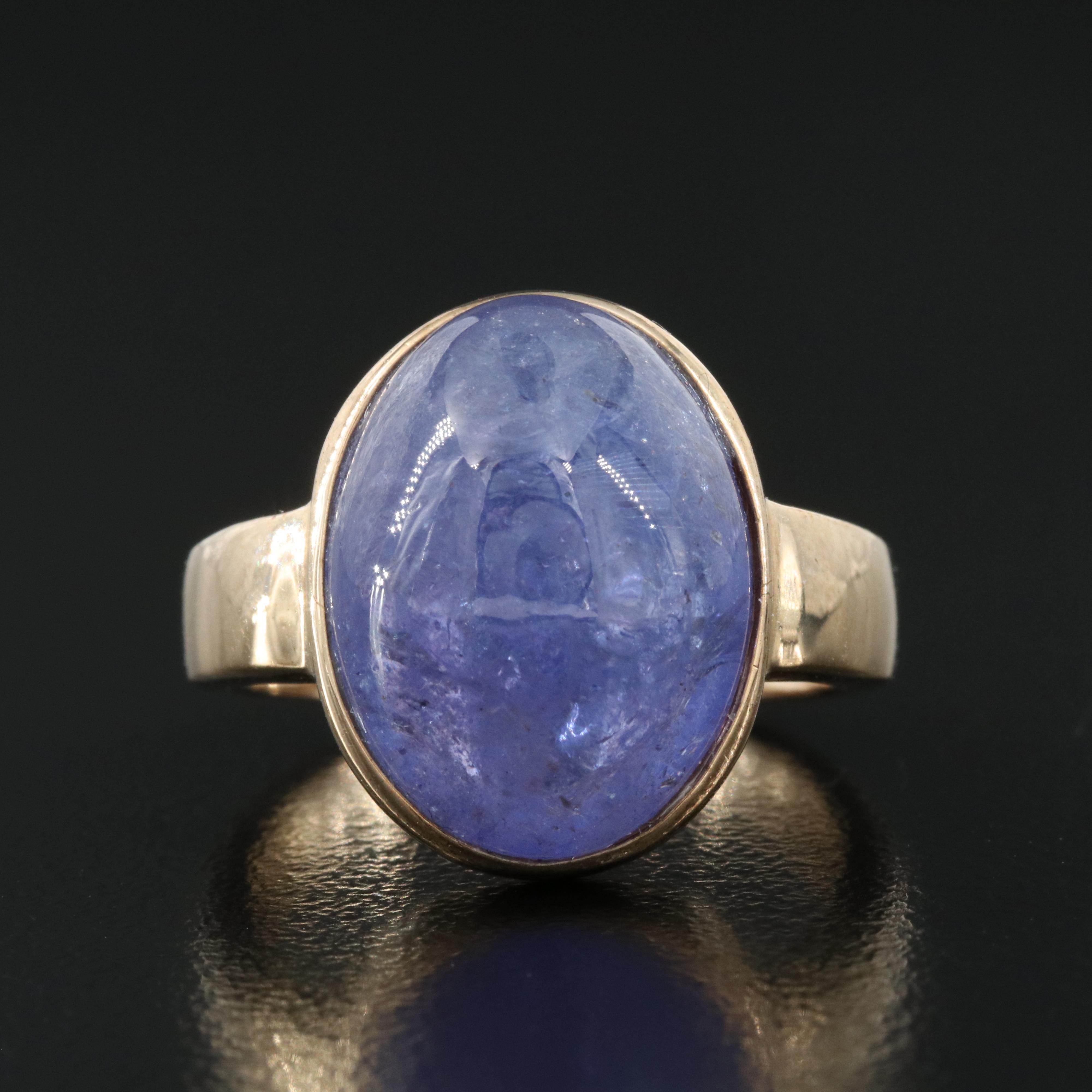 9K Bezel Set Tanzanite Solitaire Ring