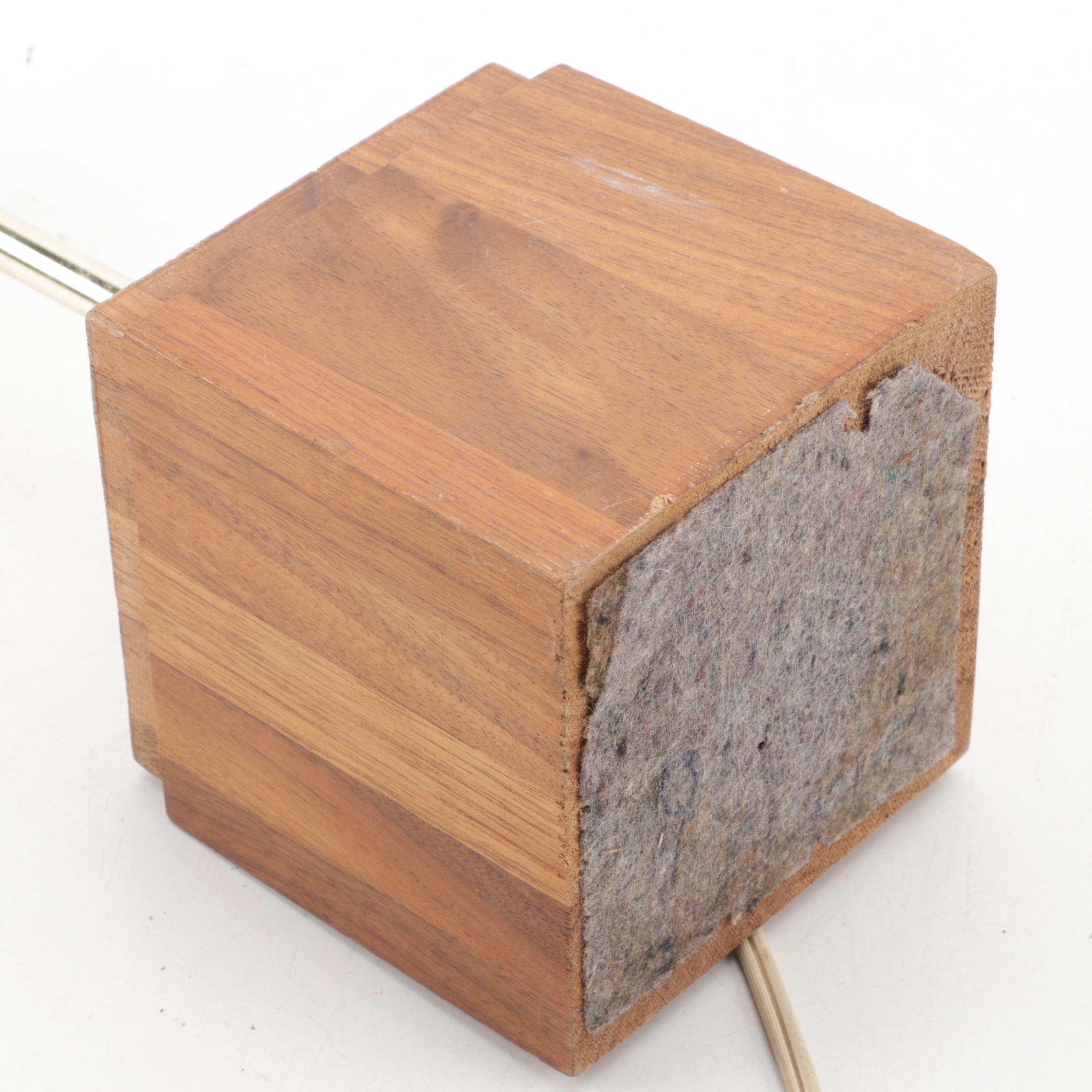 MCM Walnut and Acrylic Cube Lamp, Mid-20th Century