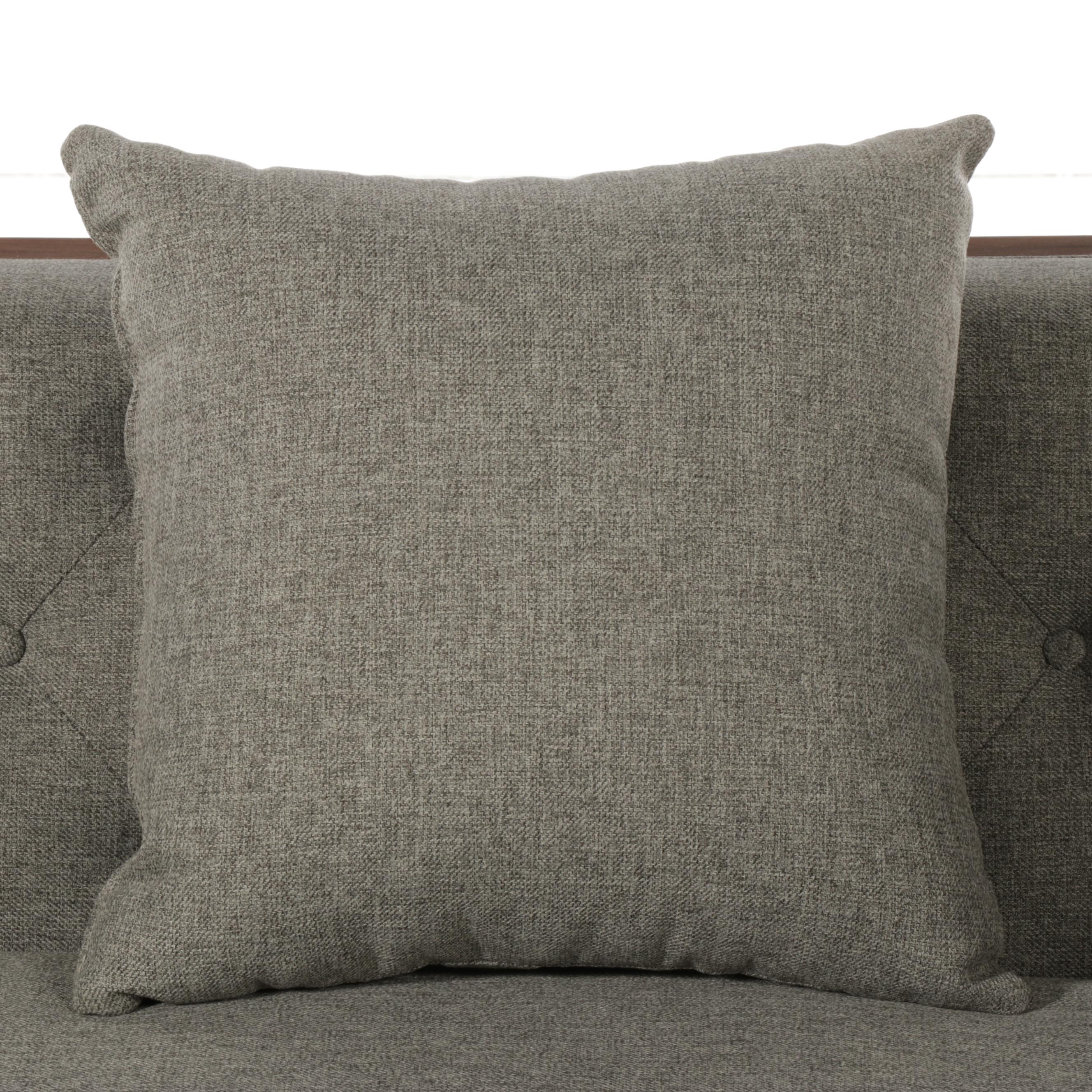 Modernist Style Walnut and Button-Tufted Sofa