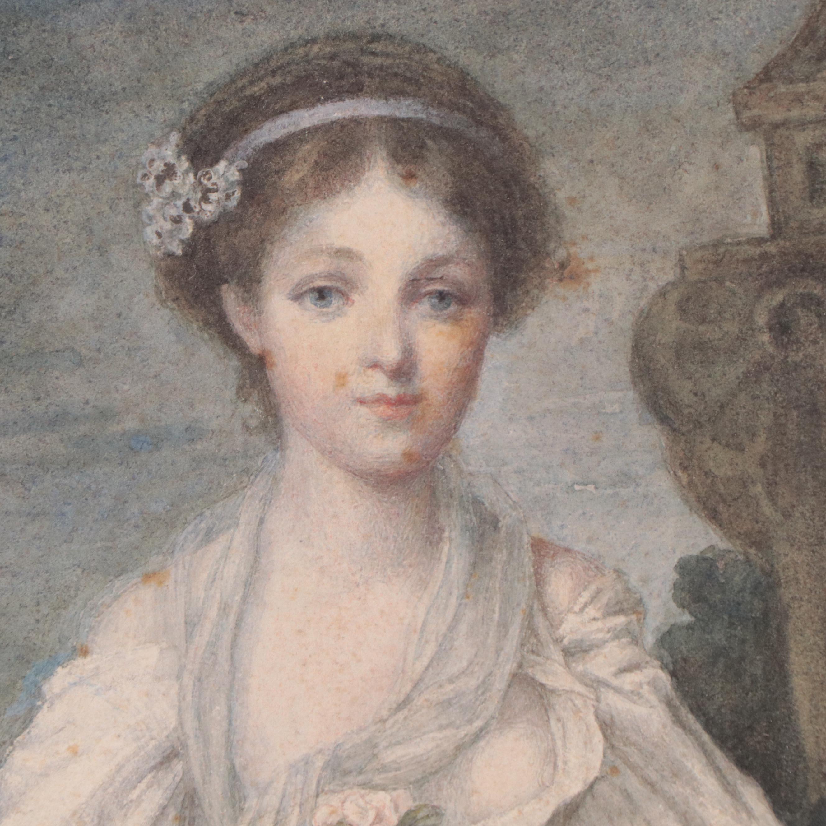 Cecile Payen Watercolor Portrait of Woman, Late 19th Century