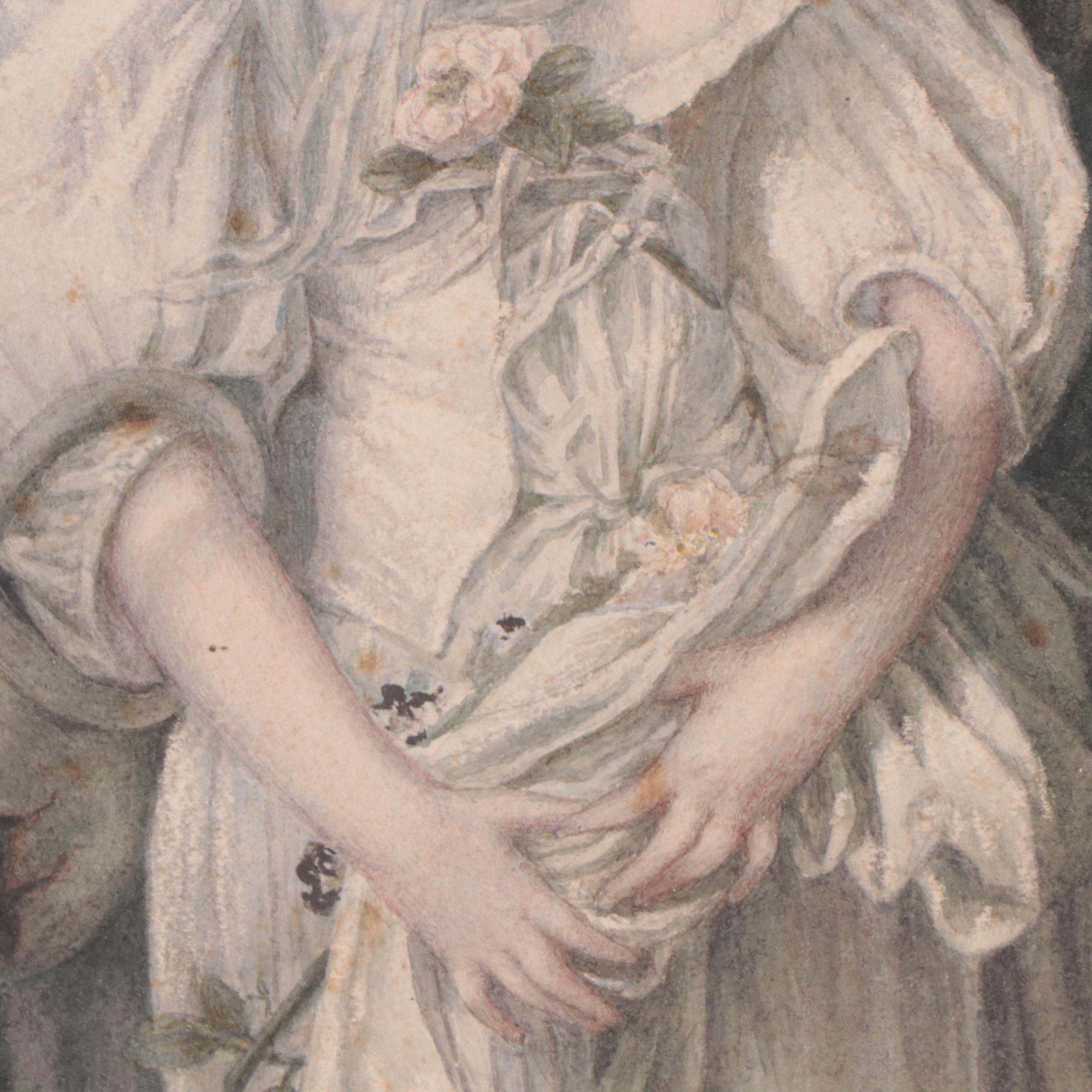 Cecile Payen Watercolor Portrait of Woman, Late 19th Century