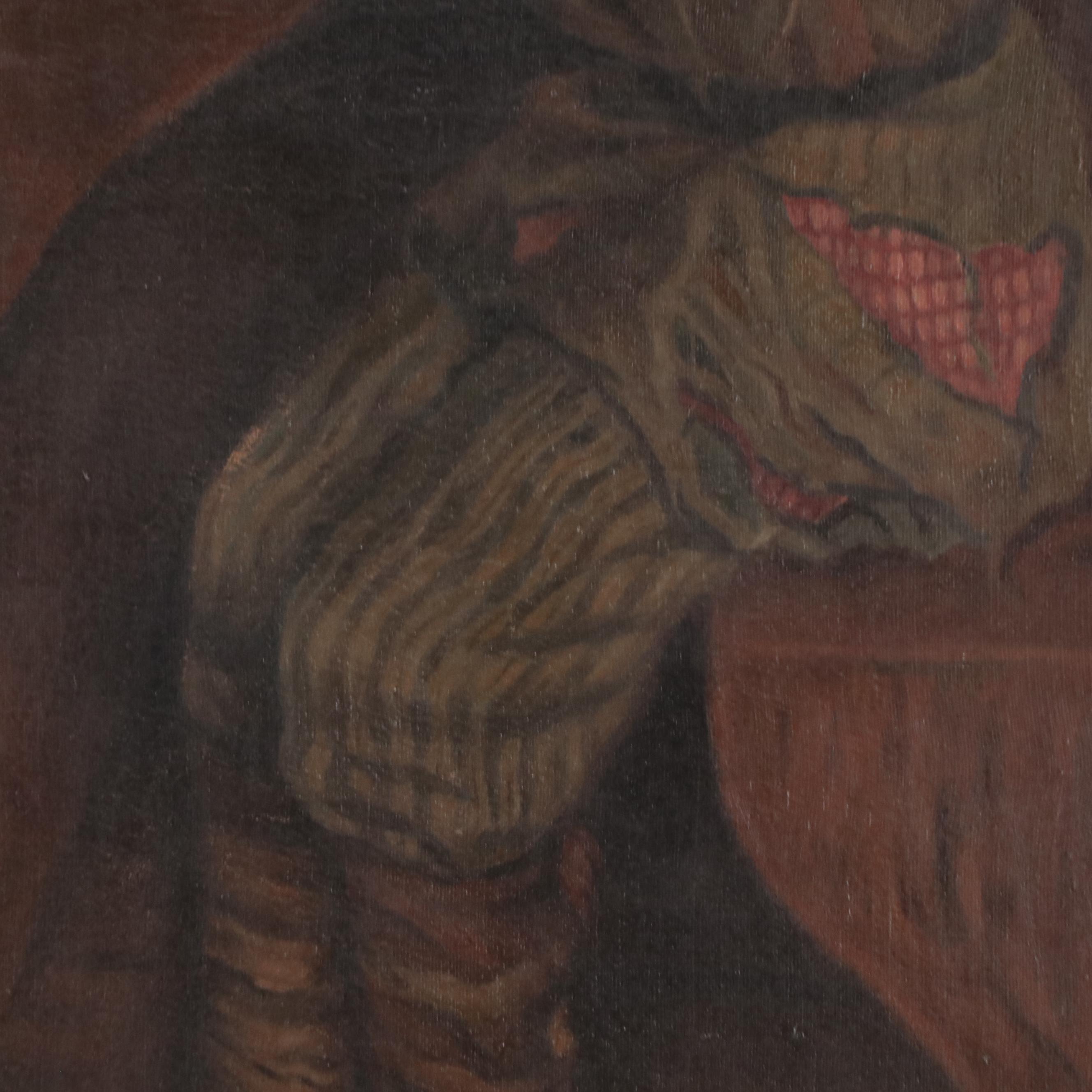 After Nikolai Petrovich Bogdanov Belsky Oil Painting of Tired School Boy "Essay"