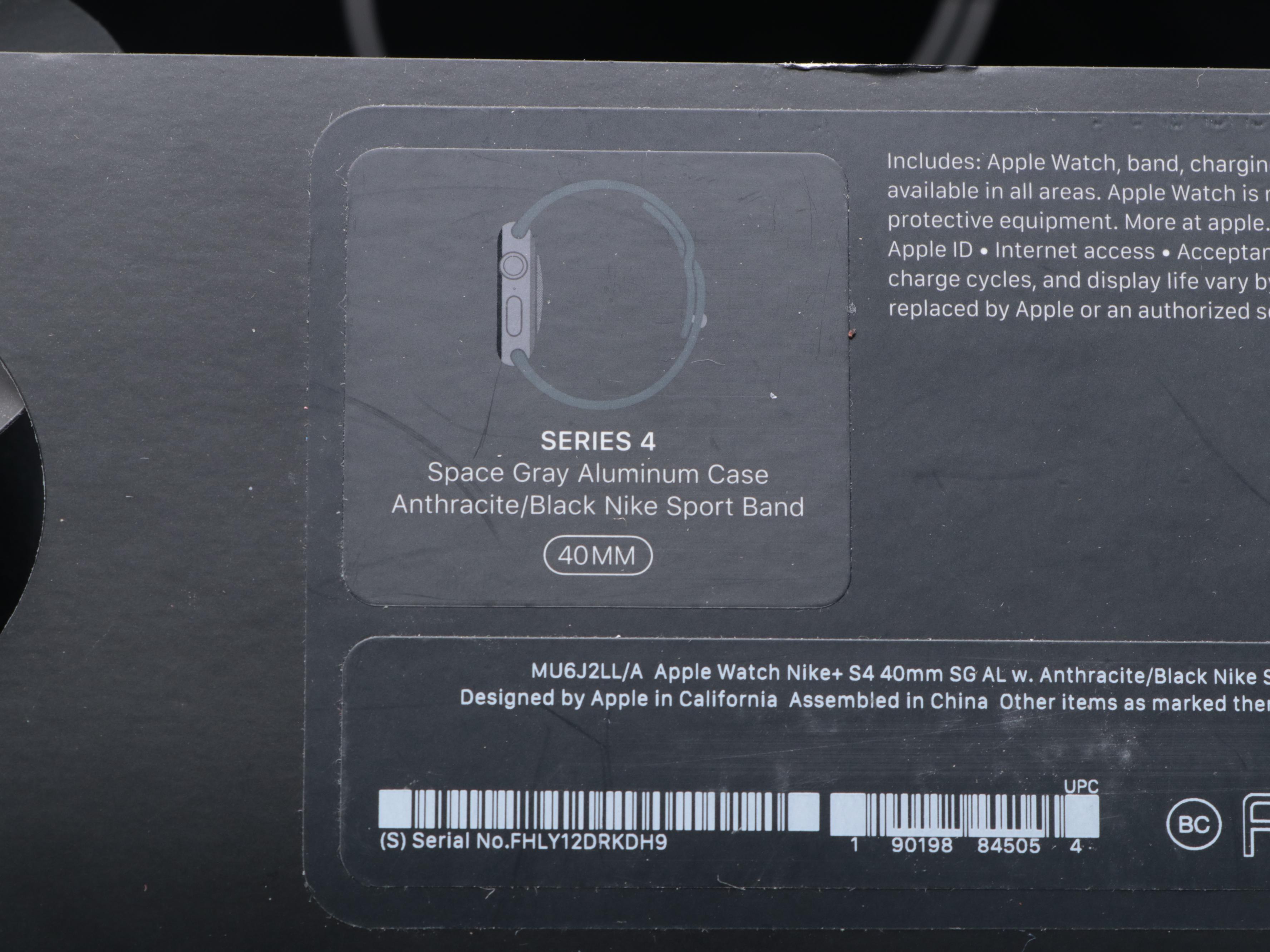 Apple Watch Nike+ Series 4 40mm Space Gray with Anthracite/Black Sport Band