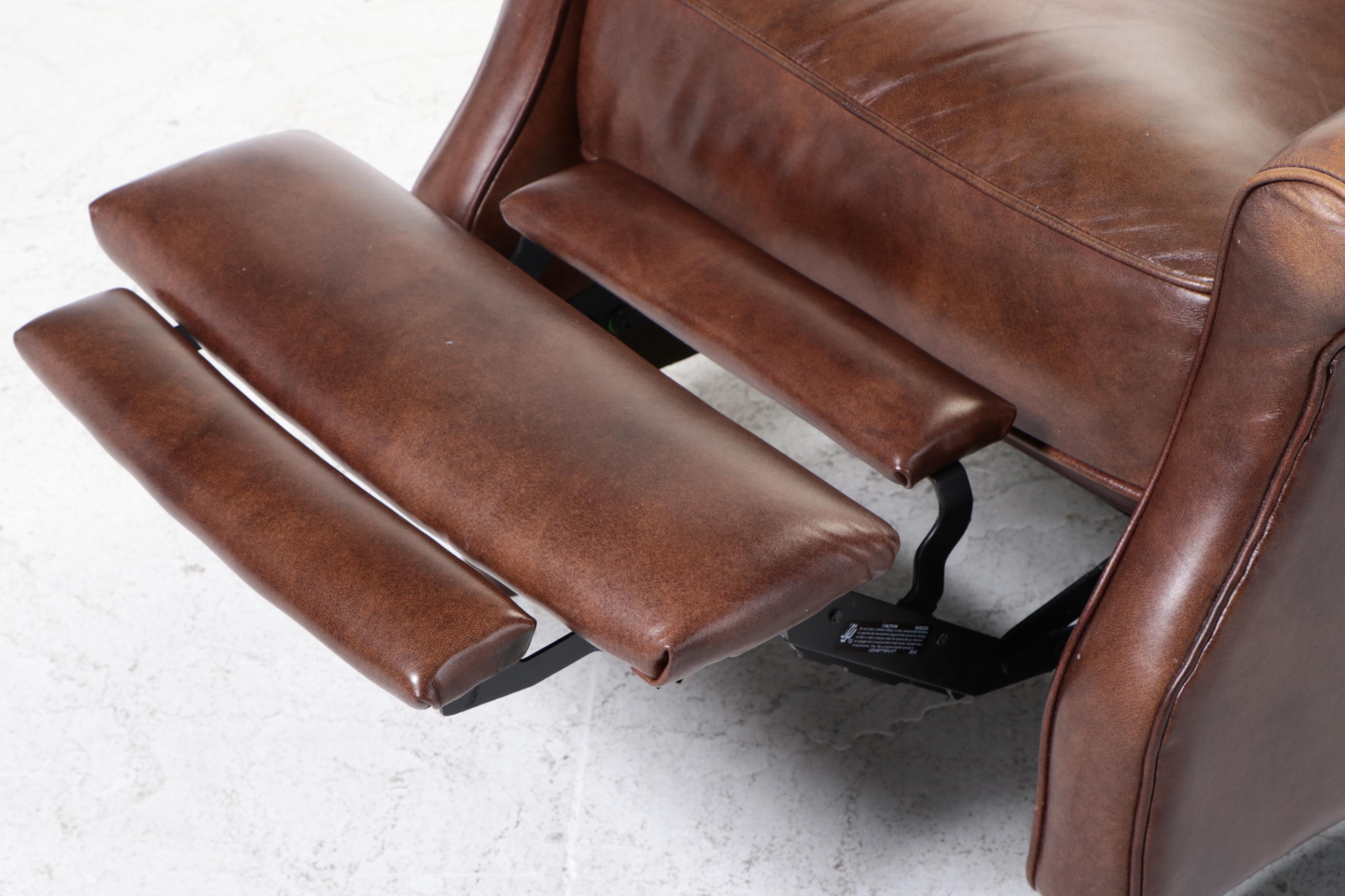 Haining High Point Furniture Brown Faux Leather Push Back Recliner