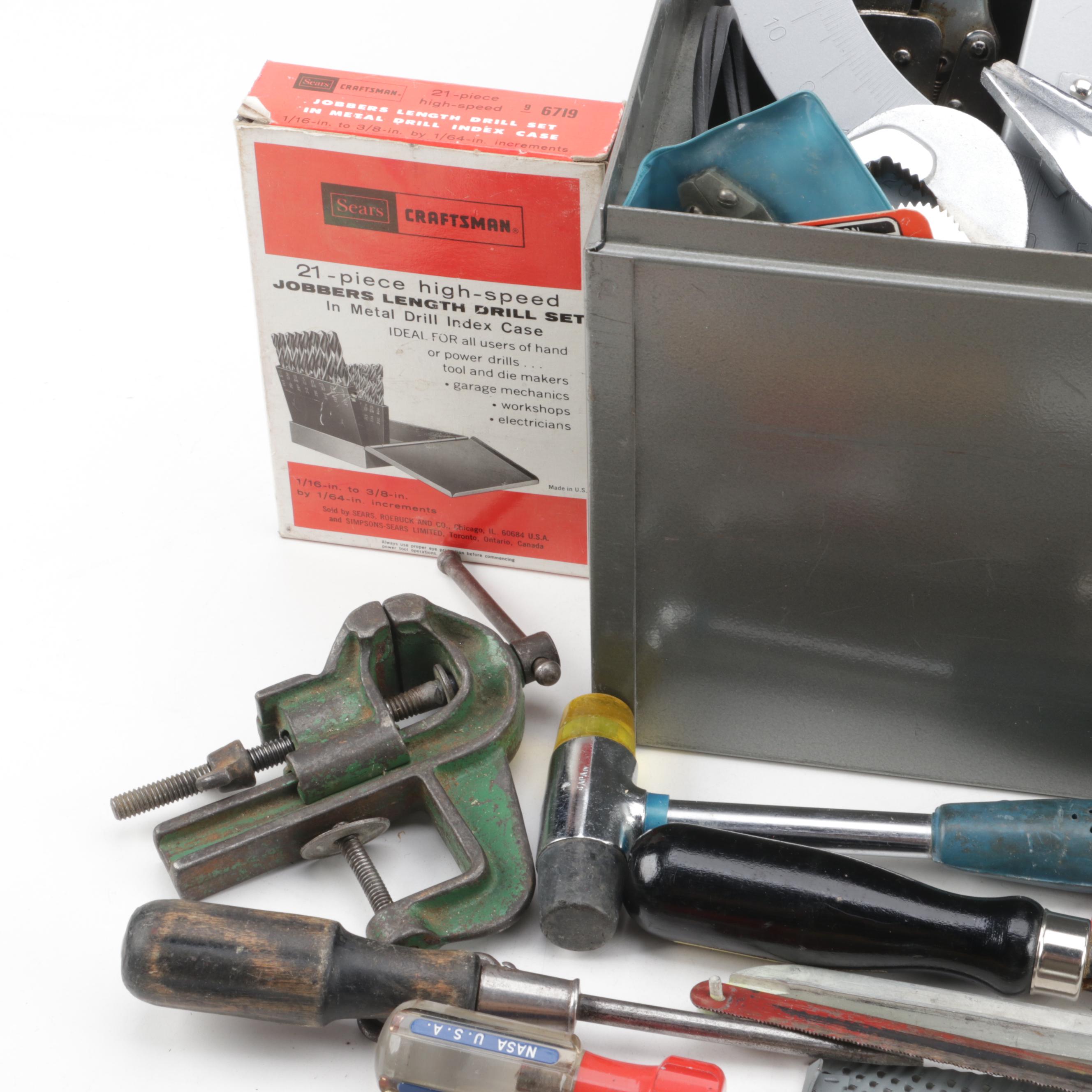 Handyman Metal Tool Box with Assorted Hand Tools