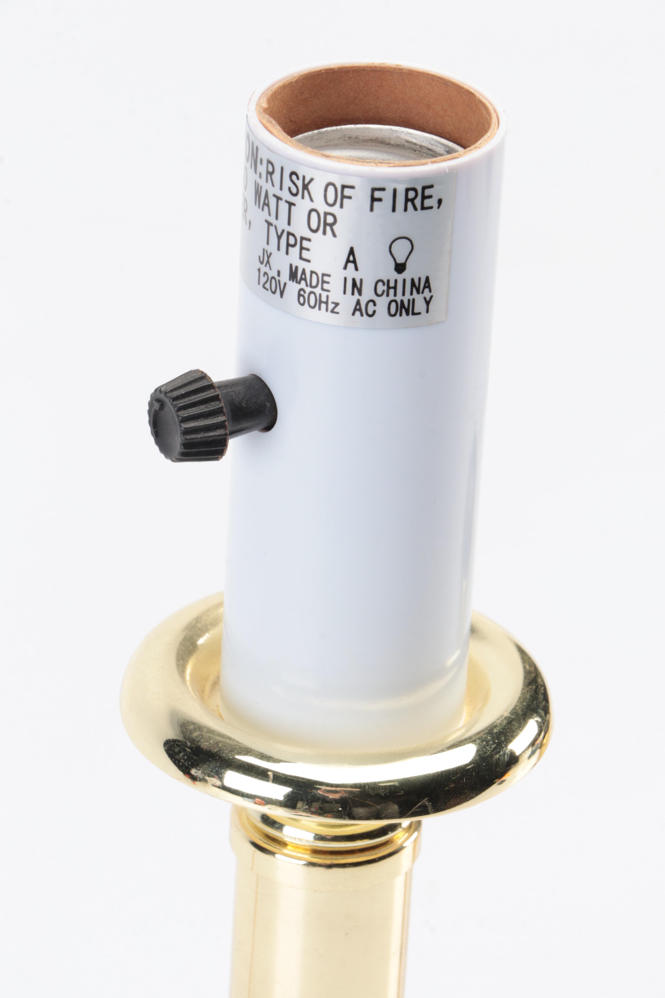 Brass Finish Candlestick and Swing Arm Table Lamps