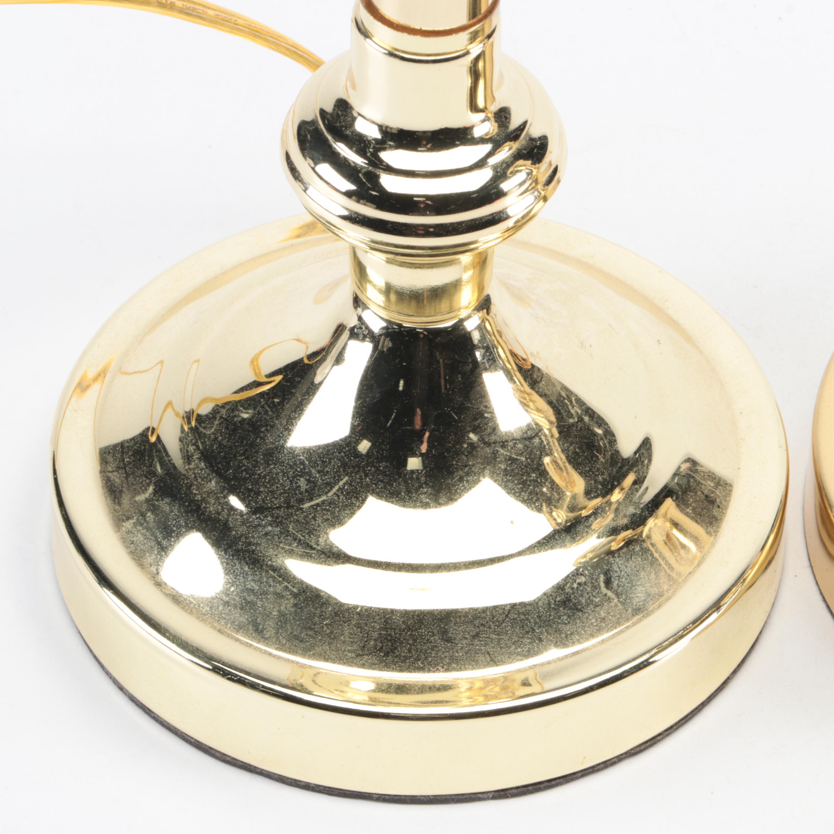 Brass Finish Candlestick and Swing Arm Table Lamps