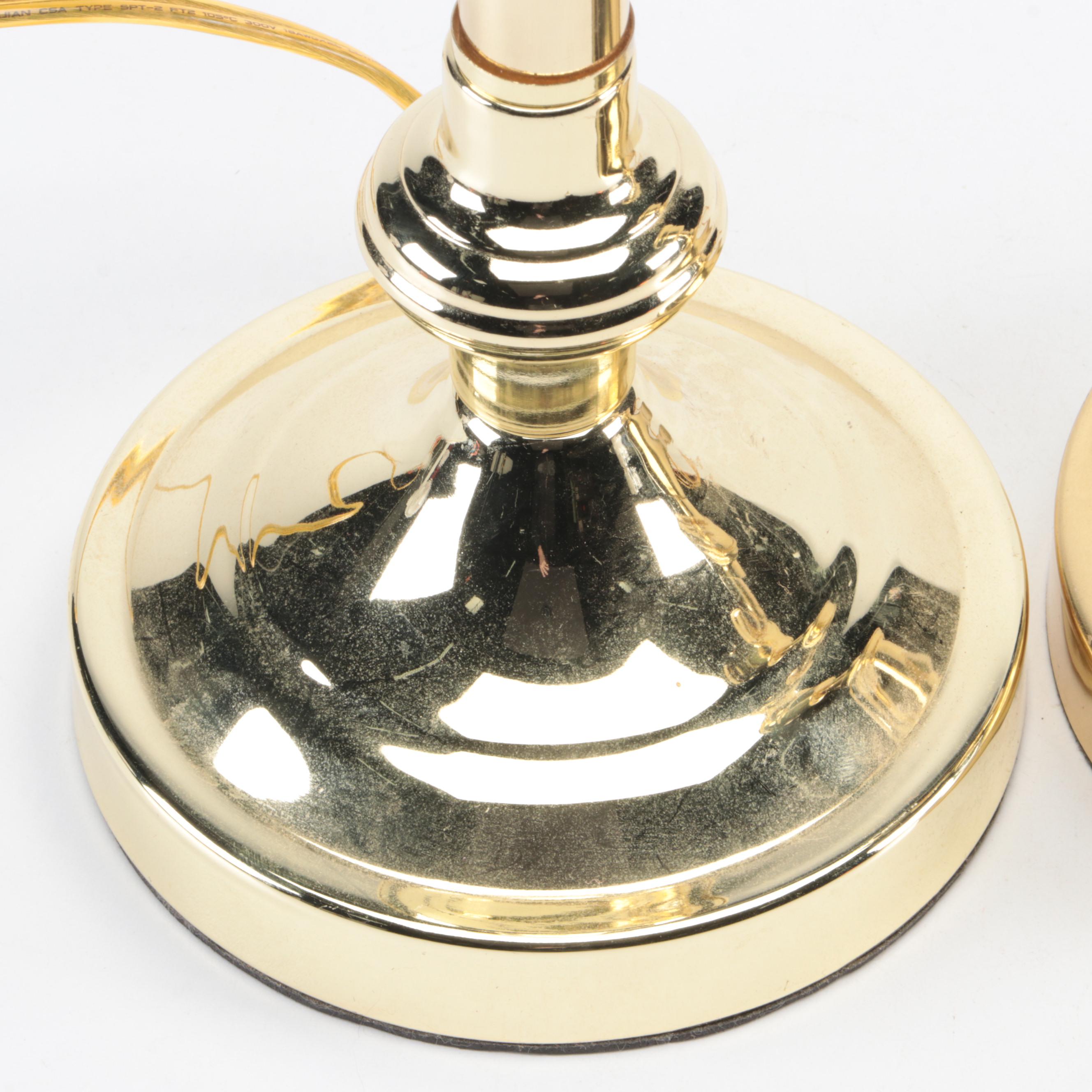 Brass Finish Candlestick and Swing Arm Table Lamps