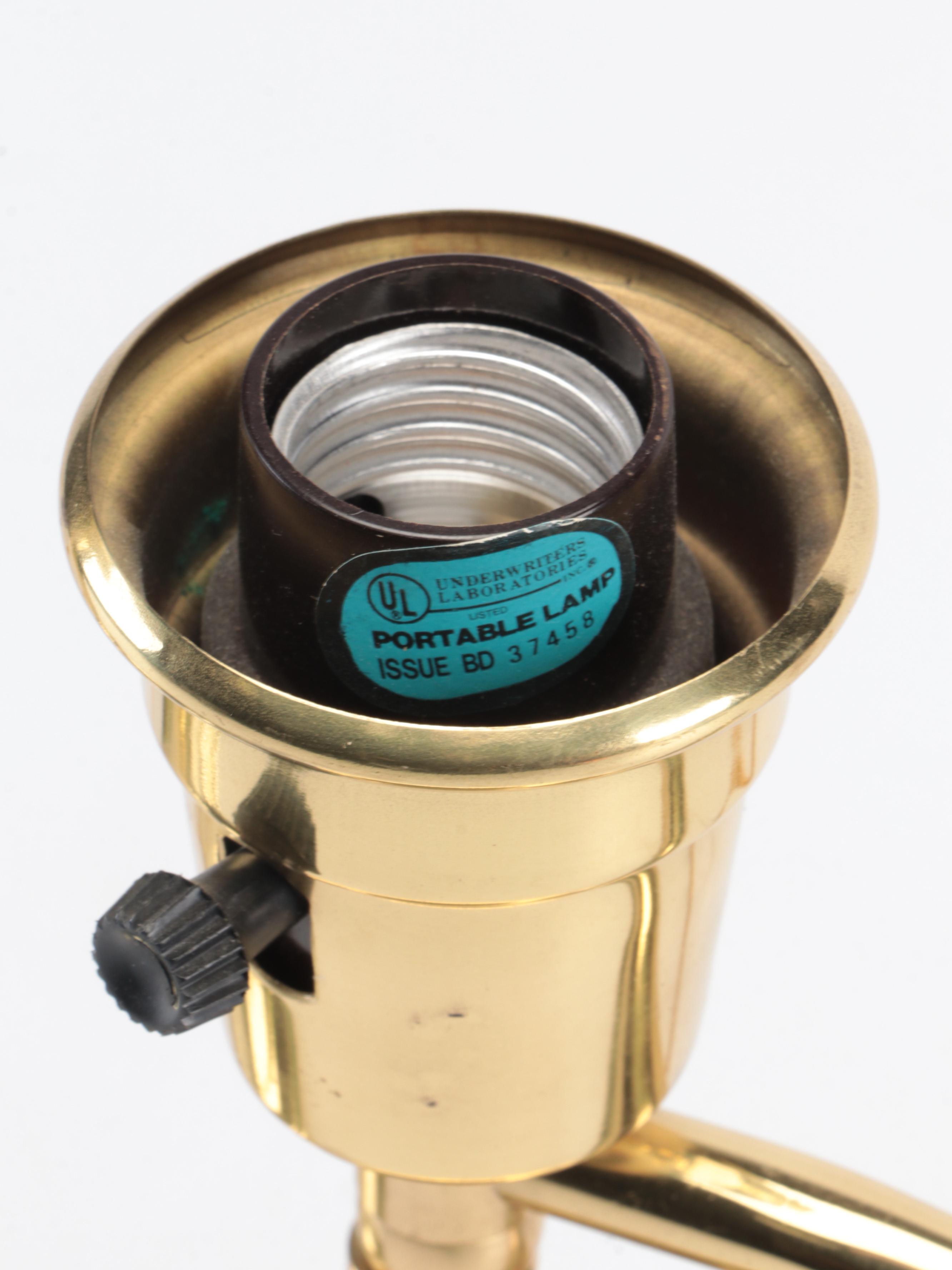 Brass Finish Candlestick and Swing Arm Table Lamps