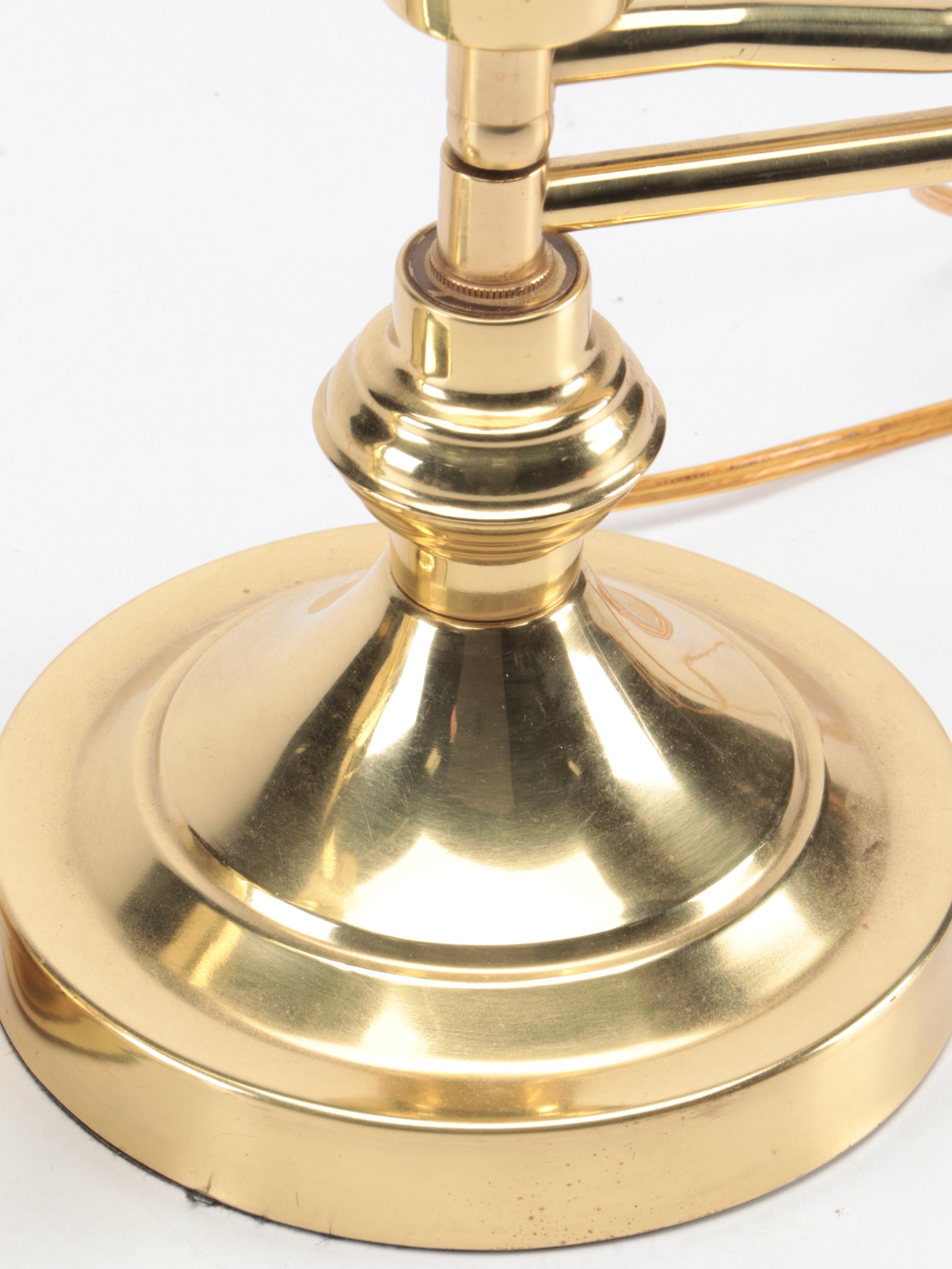 Brass Finish Candlestick and Swing Arm Table Lamps