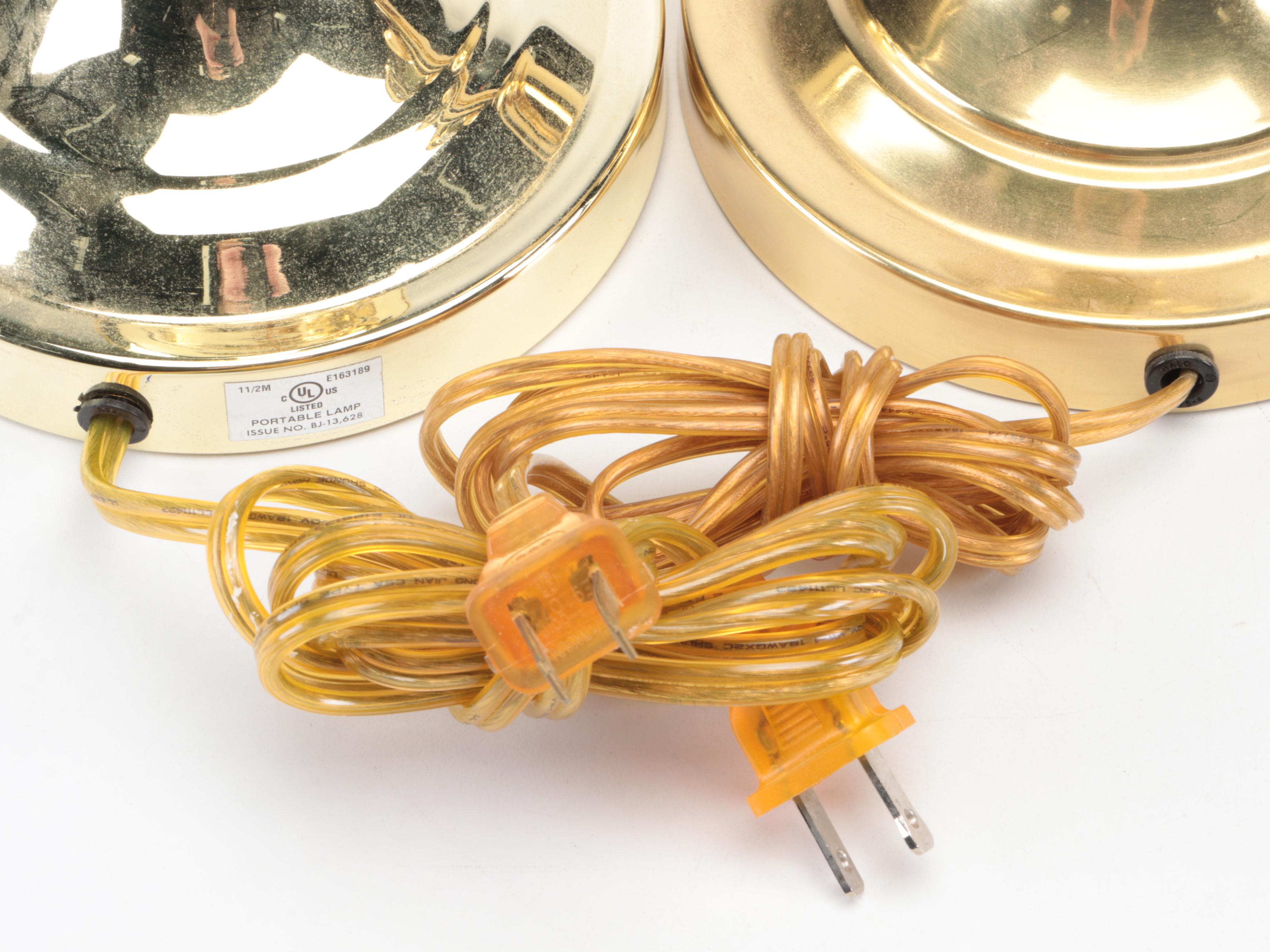 Brass Finish Candlestick and Swing Arm Table Lamps