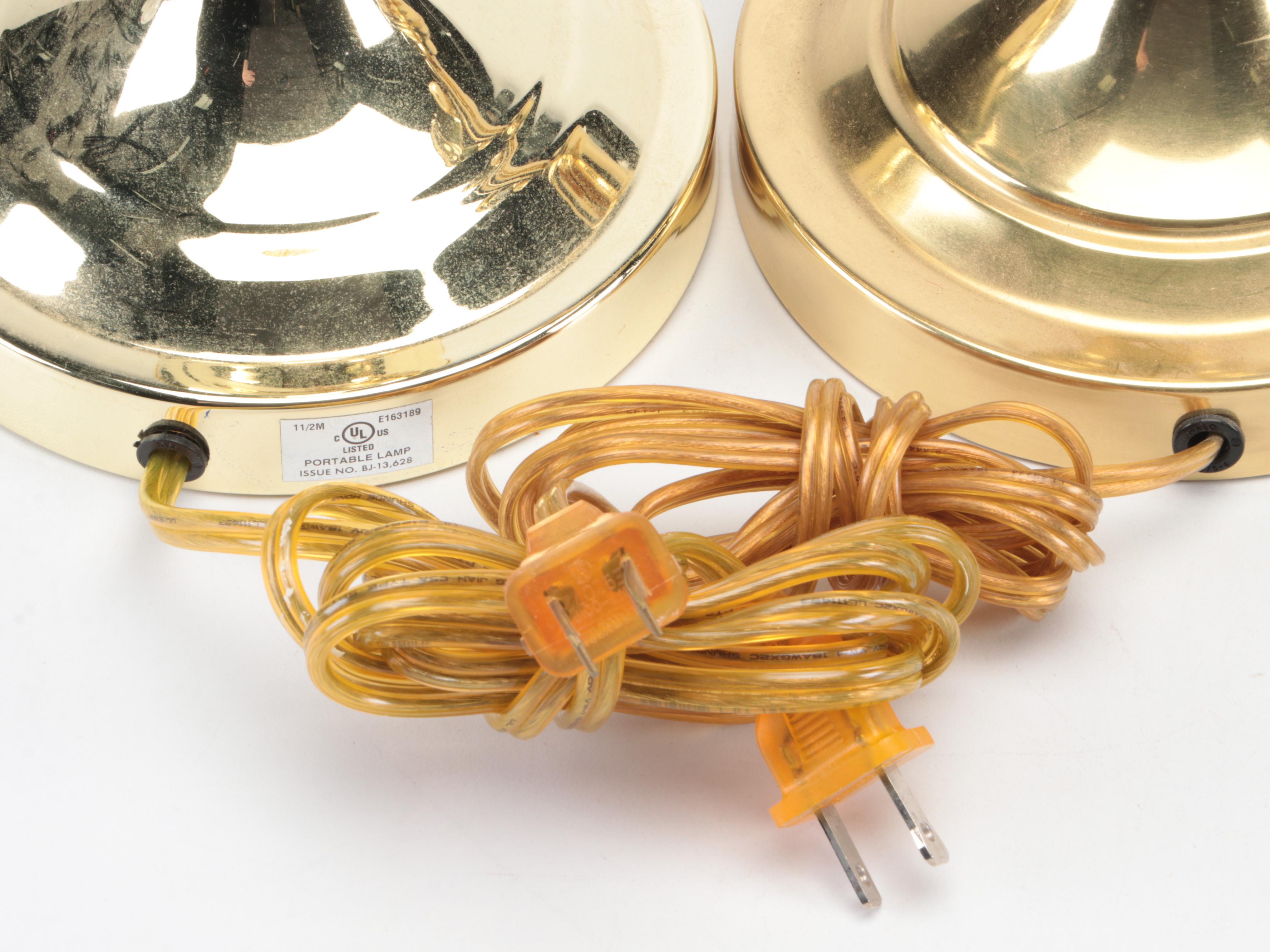 Brass Finish Candlestick and Swing Arm Table Lamps