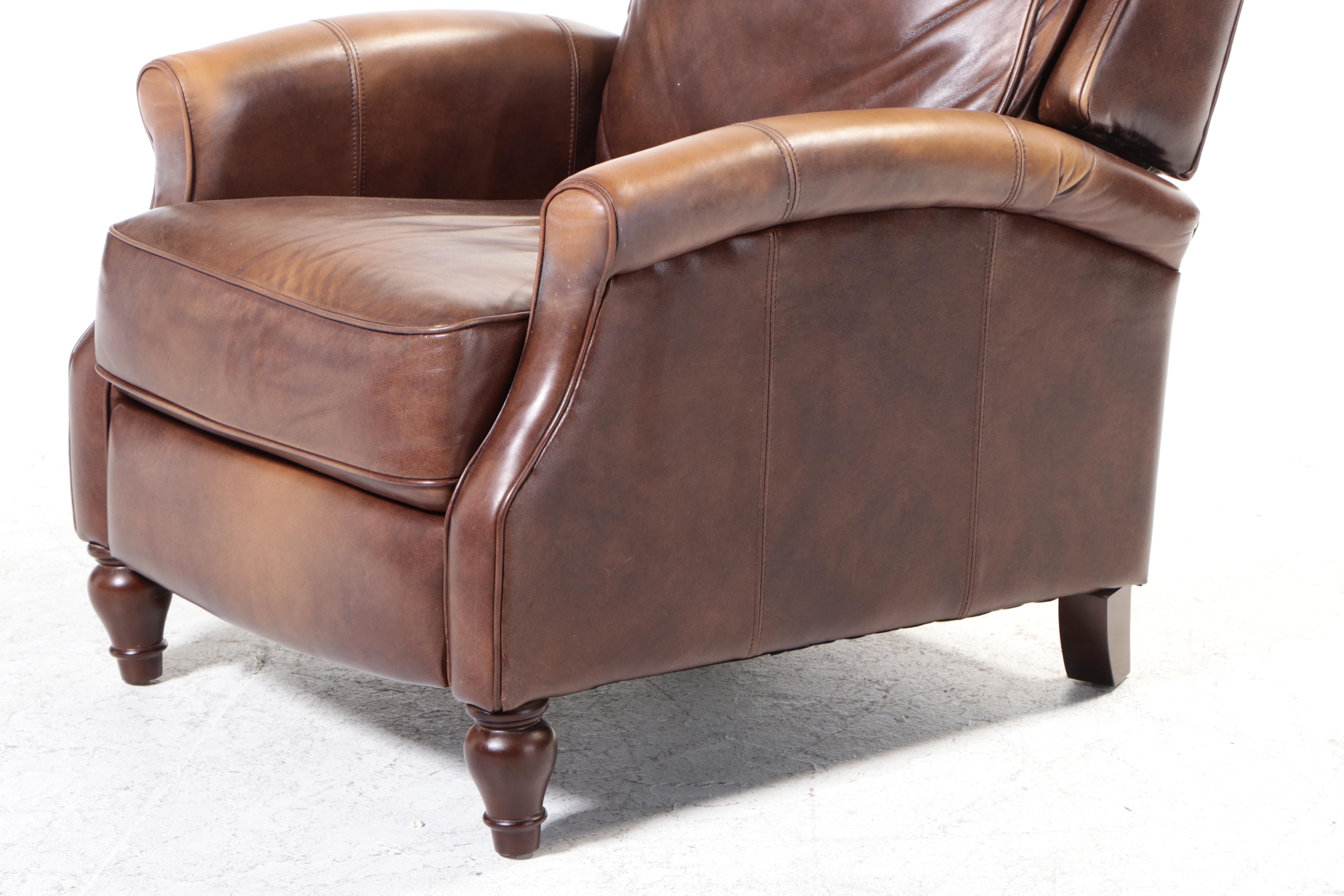 Haining High Point Furniture Brown Faux Leather Push Back Recliner