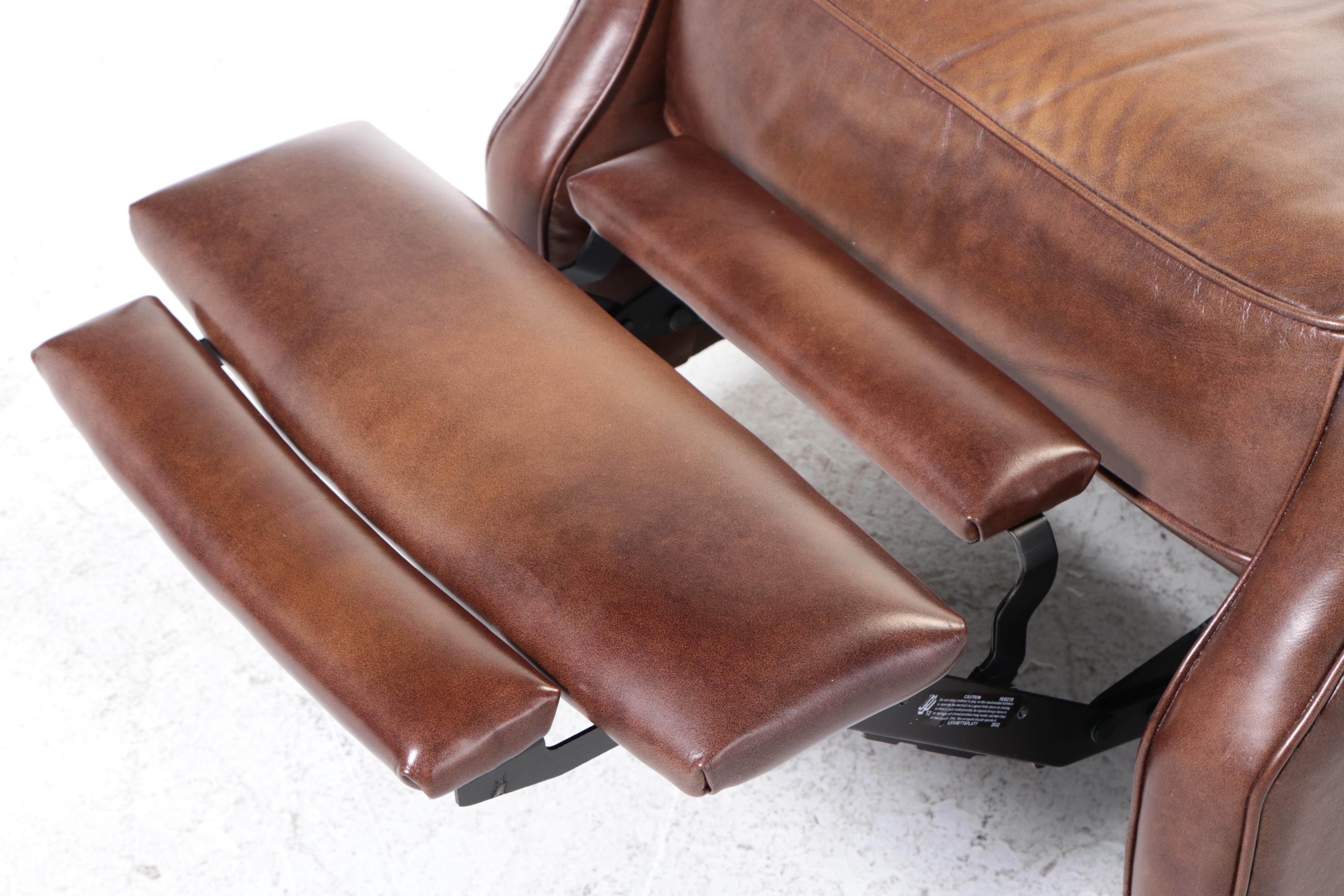 Haining High Point Furniture Brown Faux Leather Push Back Recliner