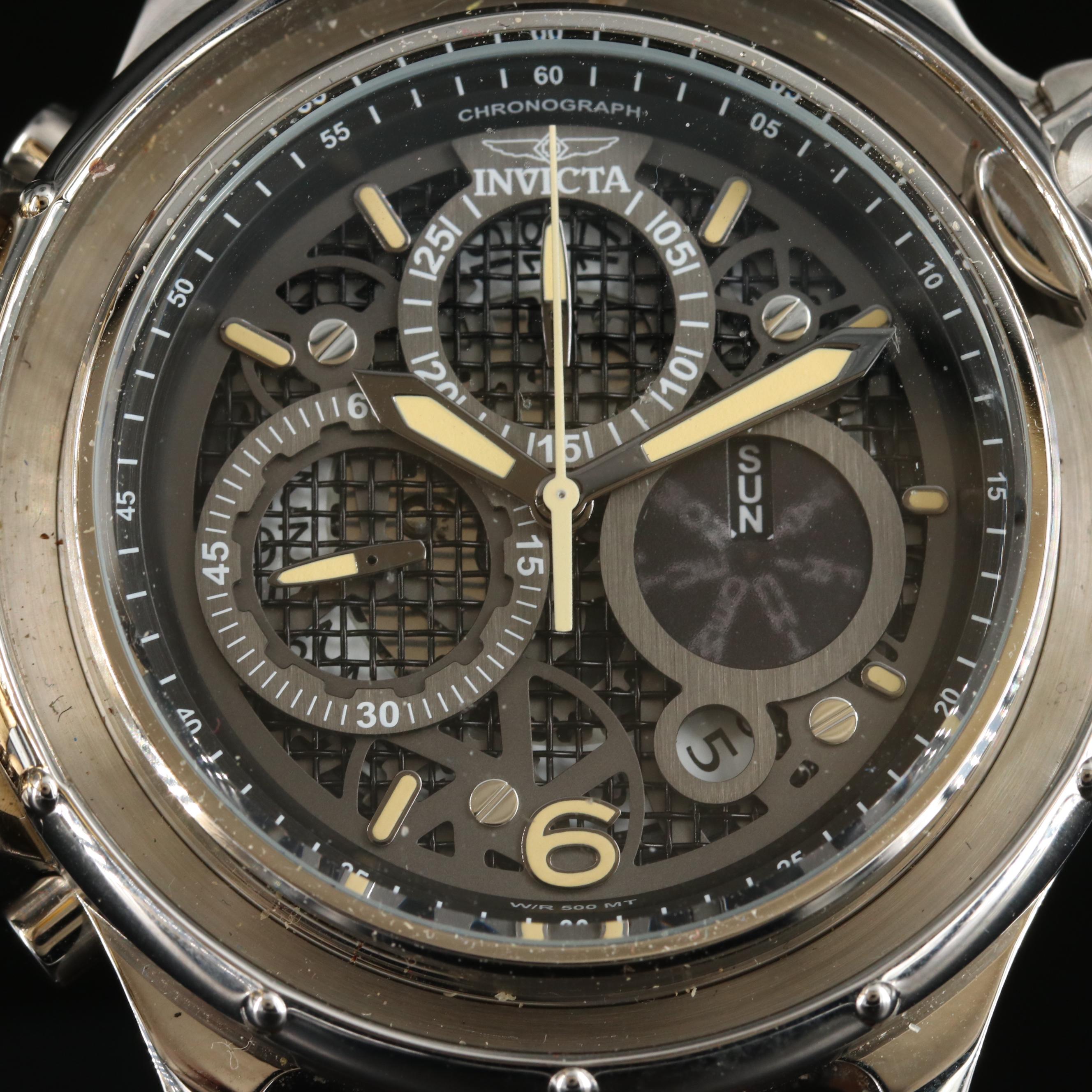 Stainless Steel Invicta "Vintage Bar" Quartz Watch in 8-Slot Case