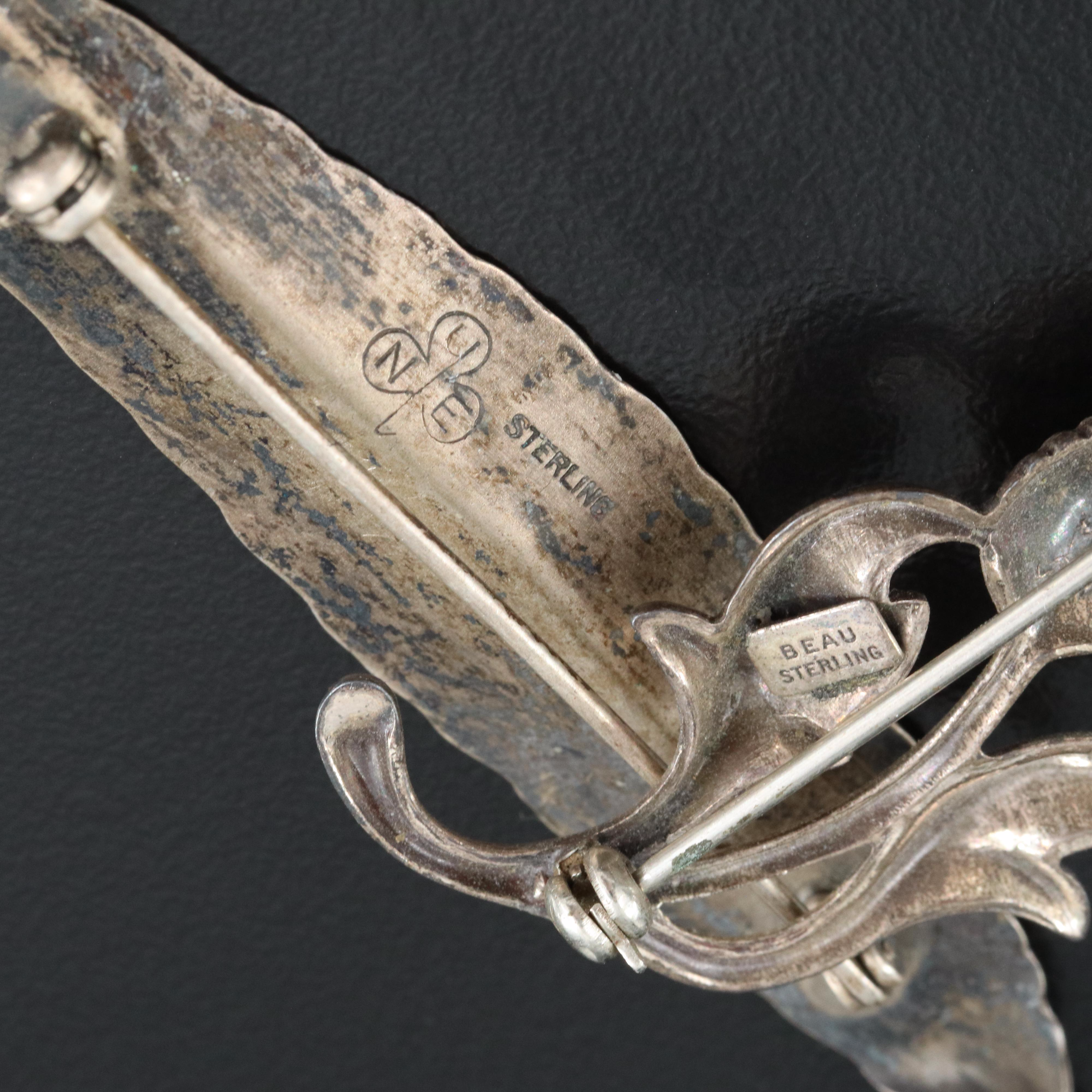 Stuart Nye Leaf and Beau Thistle Featured in Sterling Brooches