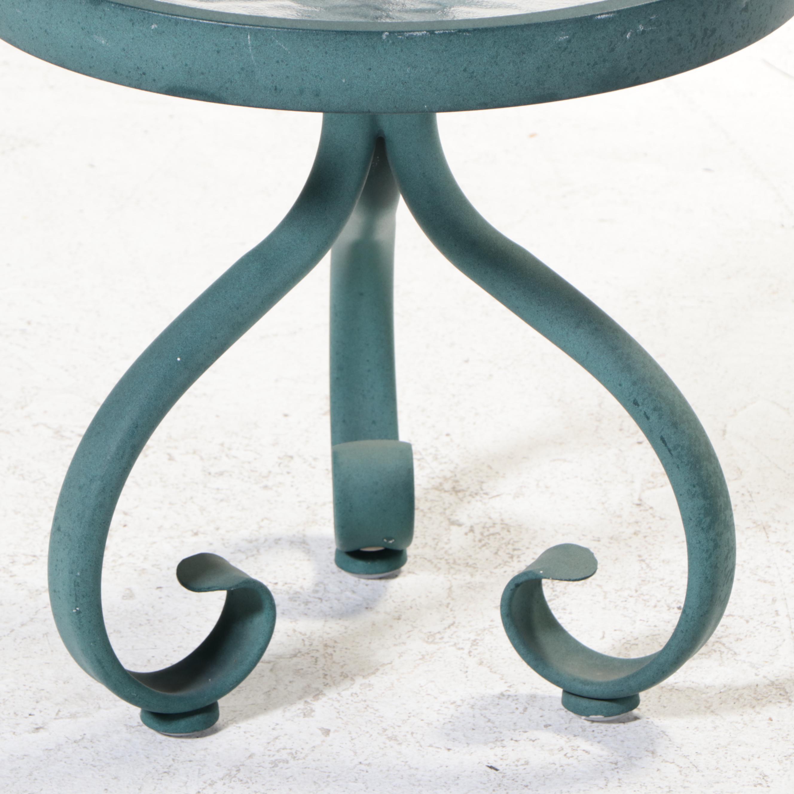 Four Painted Metal and Textured Glass Patio Side Tables, Incl. Target