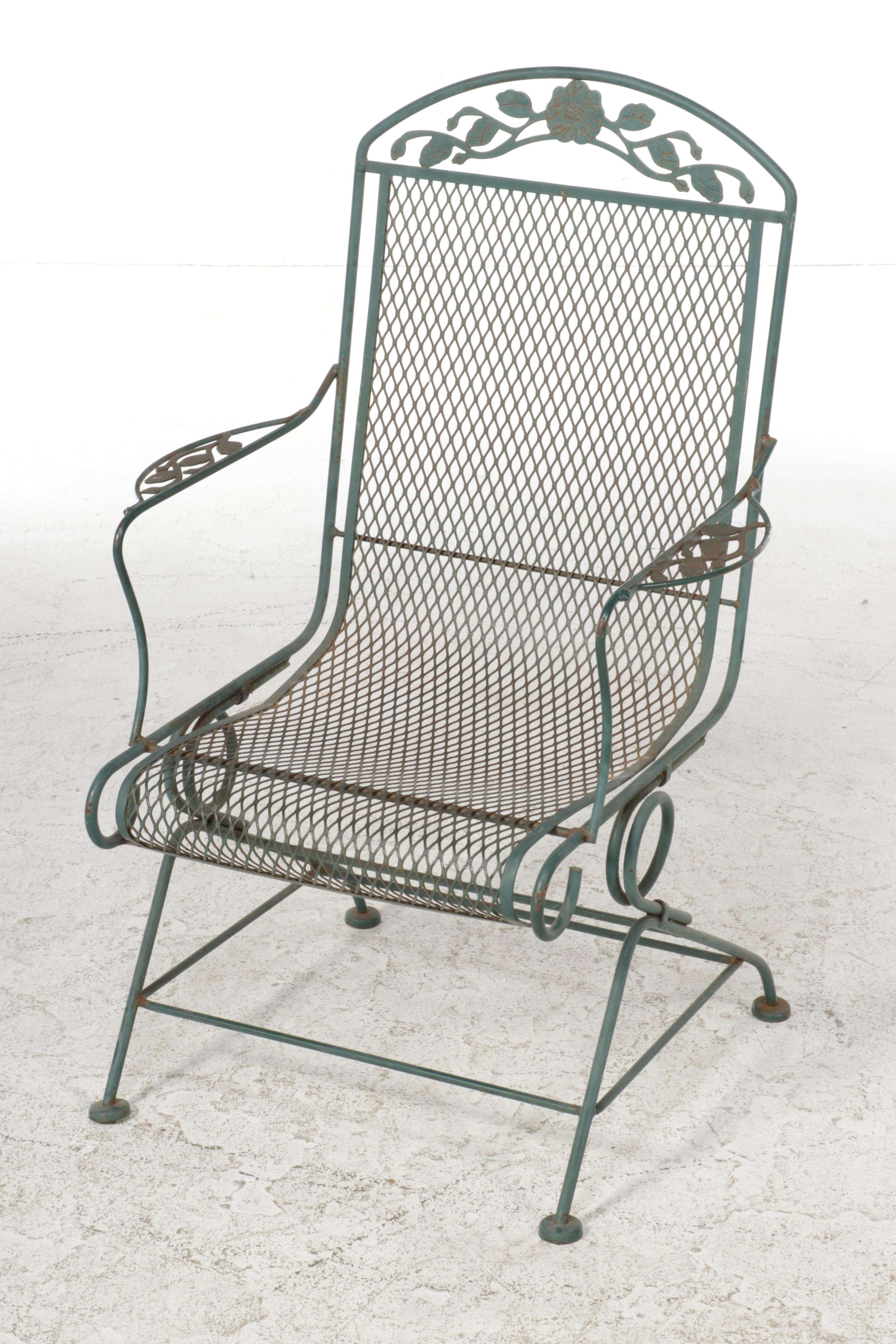 Metal Mesh Patio Sling Rocker Chairs and Side Table