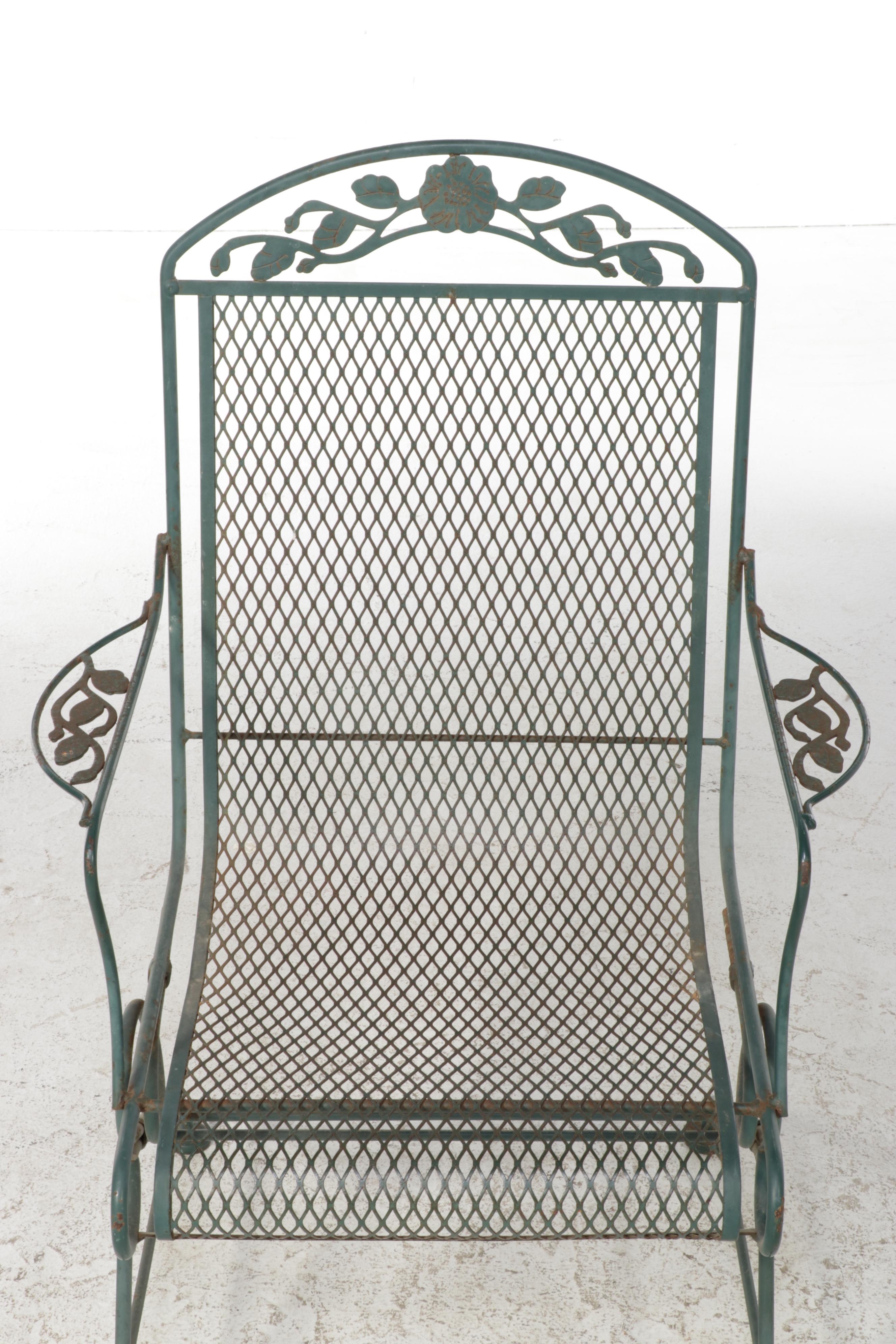 Metal Mesh Patio Sling Rocker Chairs and Side Table
