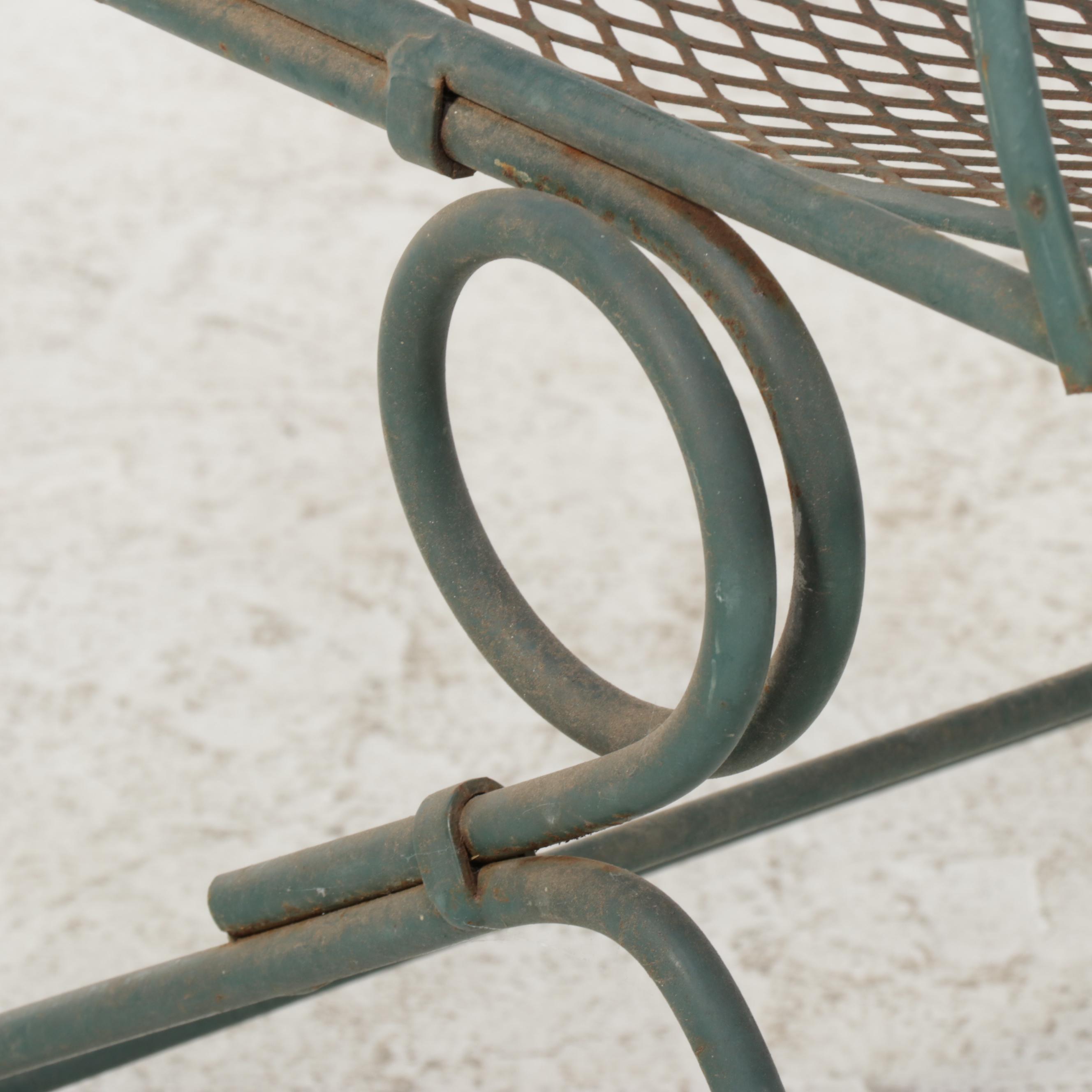 Metal Mesh Patio Sling Rocker Chairs and Side Table