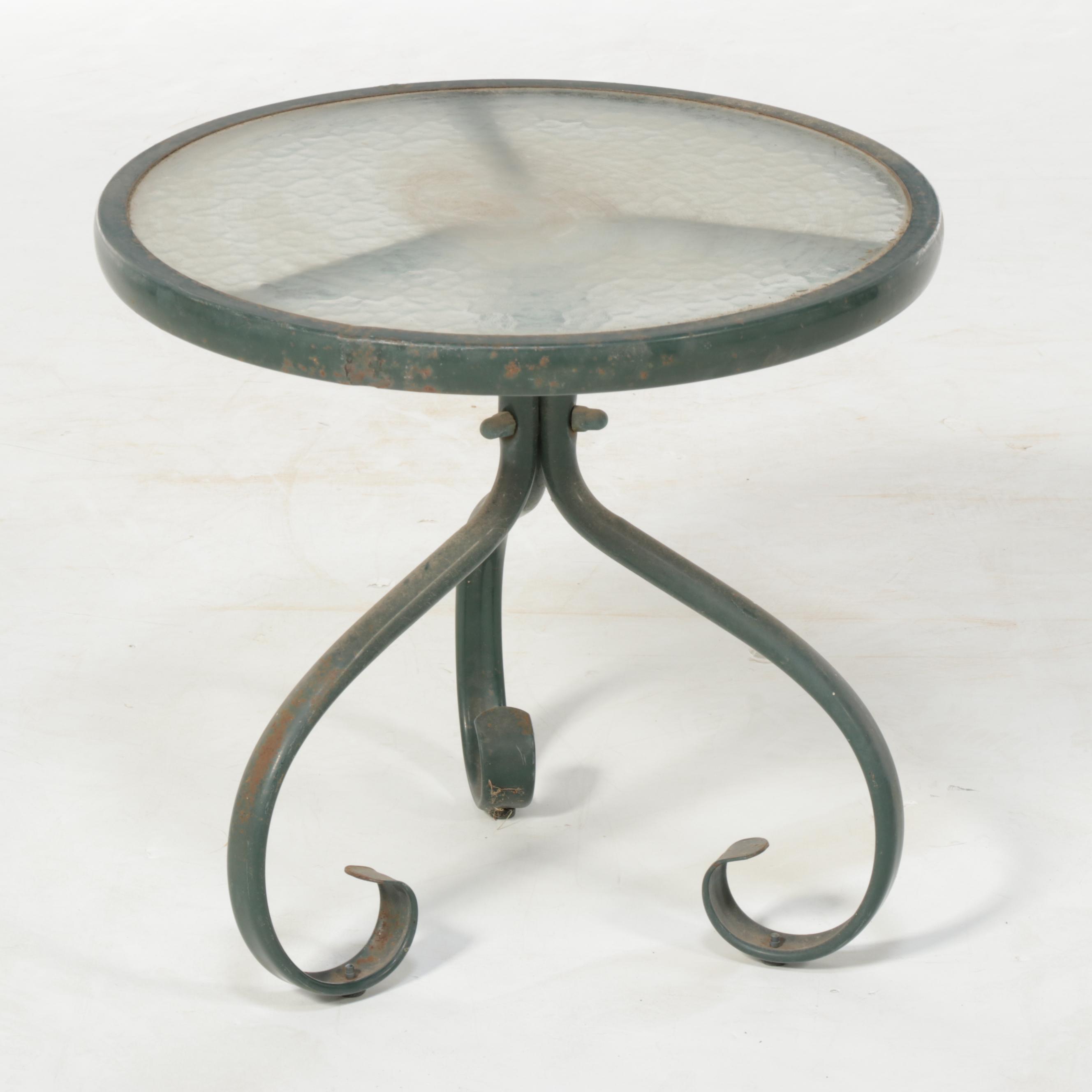 Metal Mesh Patio Sling Rocker Chairs and Side Table